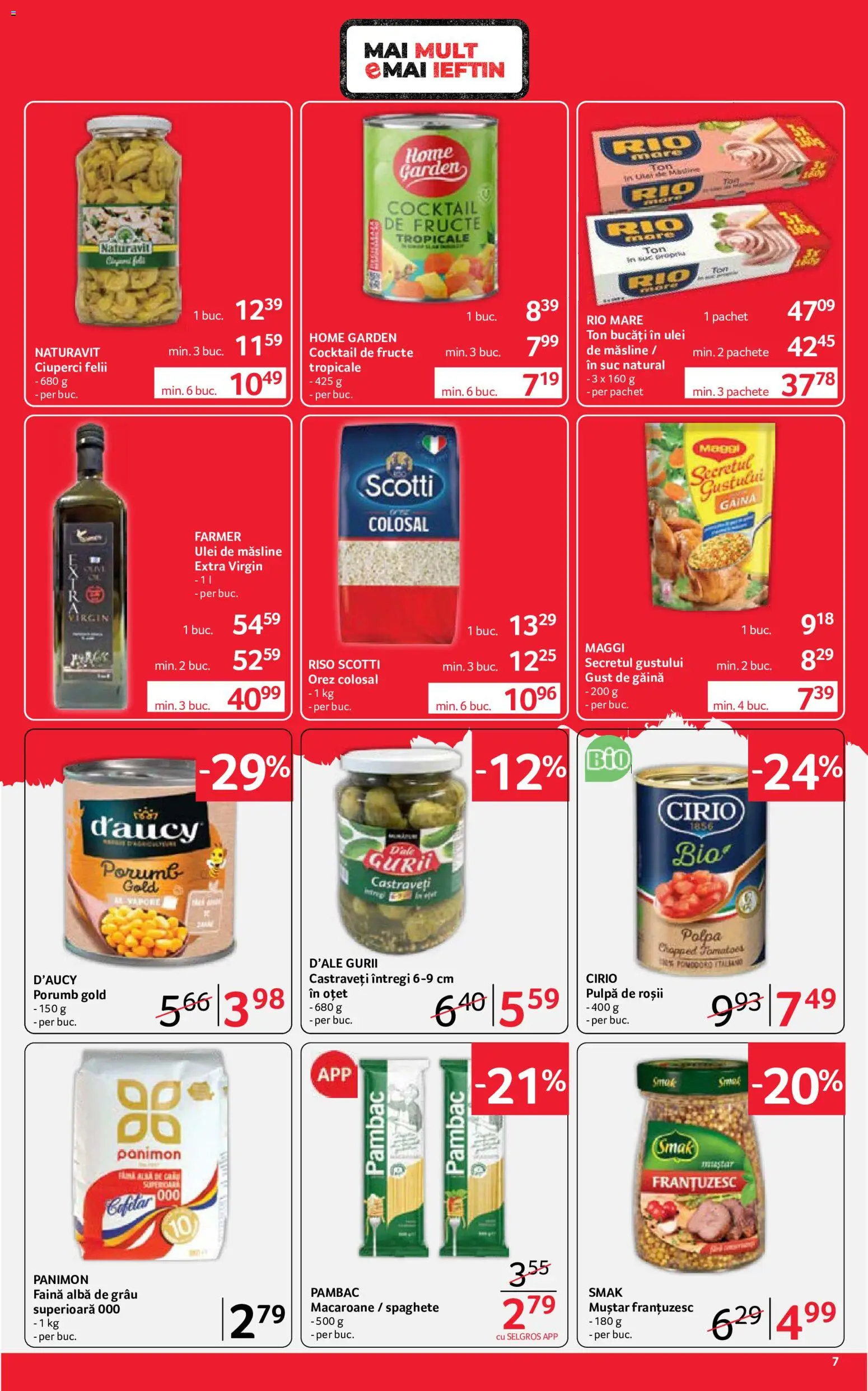 Noul catalog Selgros – valabil de la 12.06.2026 | Pagină: 7 | Produse: Măsline, Făină, Cocktail, Roșii