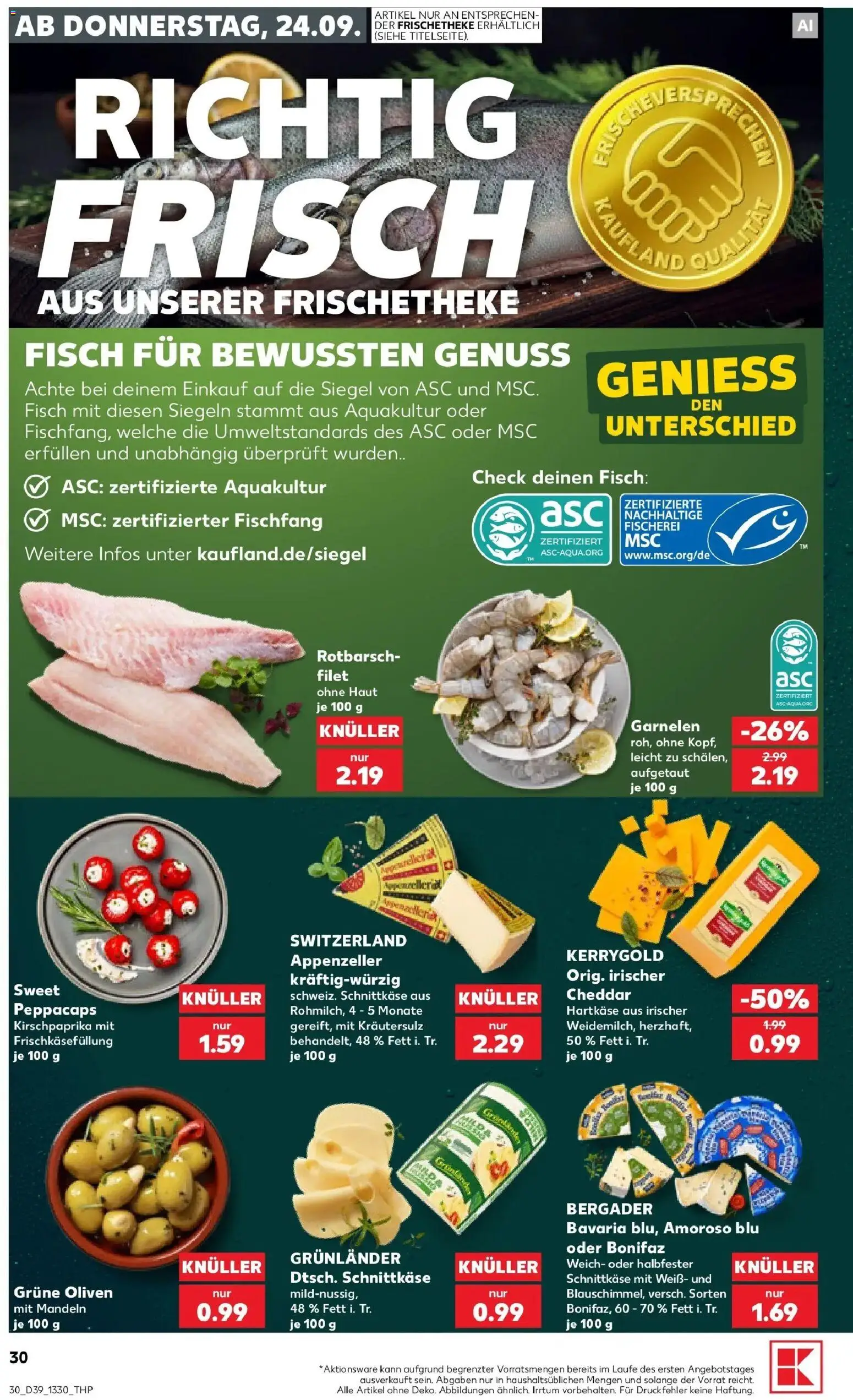 Prospekt Kaufland ab 21.09.2026 » Angebote Online zum Blättern | Seite: 42 | Produkte: Garnelen, Mandeln, Fisch, Grunlander