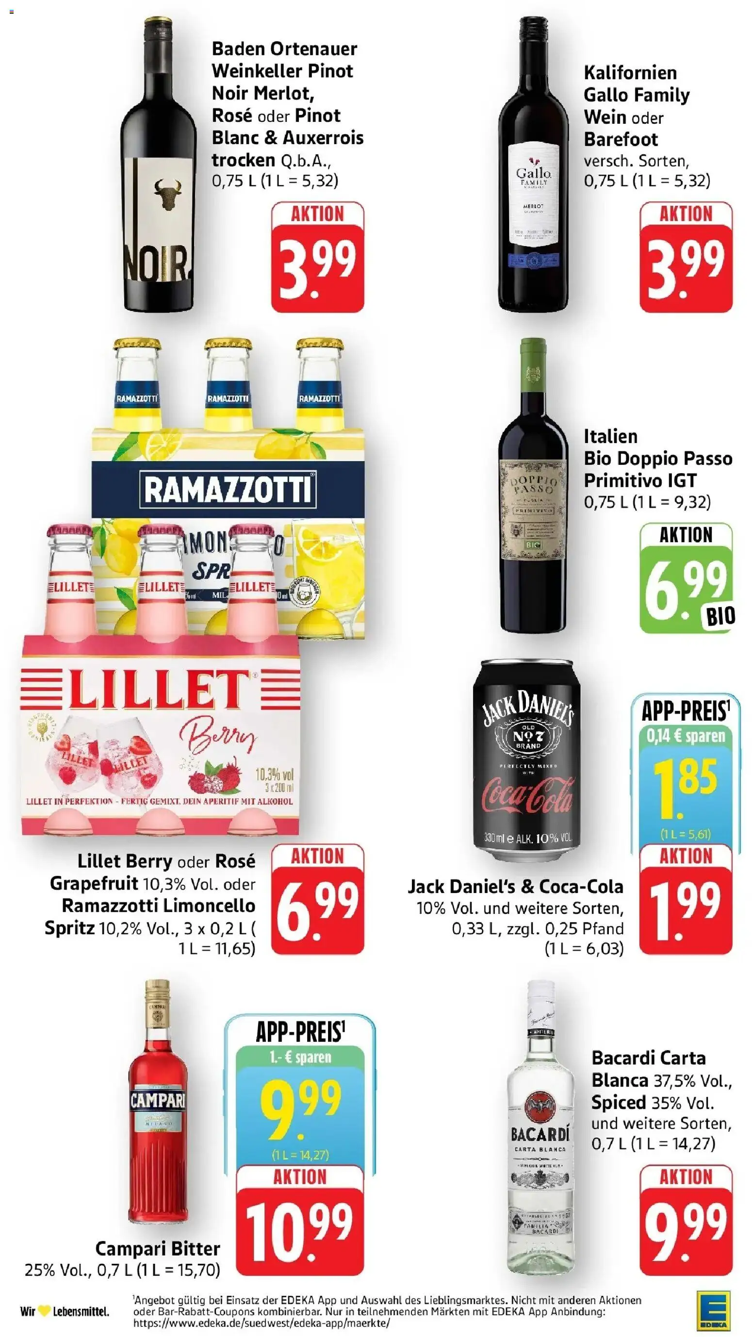 Edeka Prospekt Calw (ab 03.08.2026) » Angebote Online | Seite: 29 | Produkte: Bacardi, Alkohol, Doppio Passo, Wein