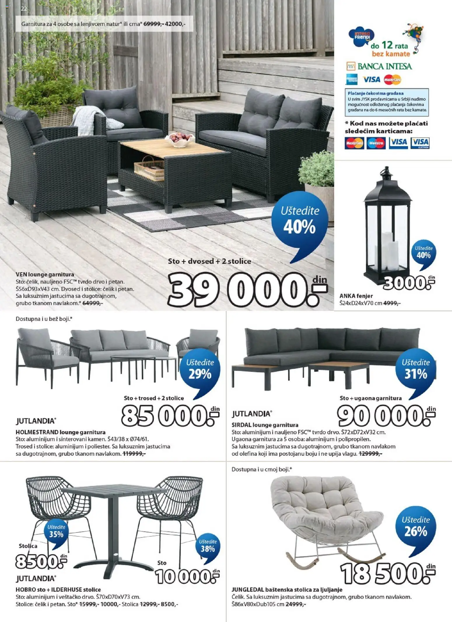 Jysk katalog - važi od 06.05.2026 | Strana: 22 | Proizvode: Baštenska stolica, Stolica, Trosed, Ugaona garnitura