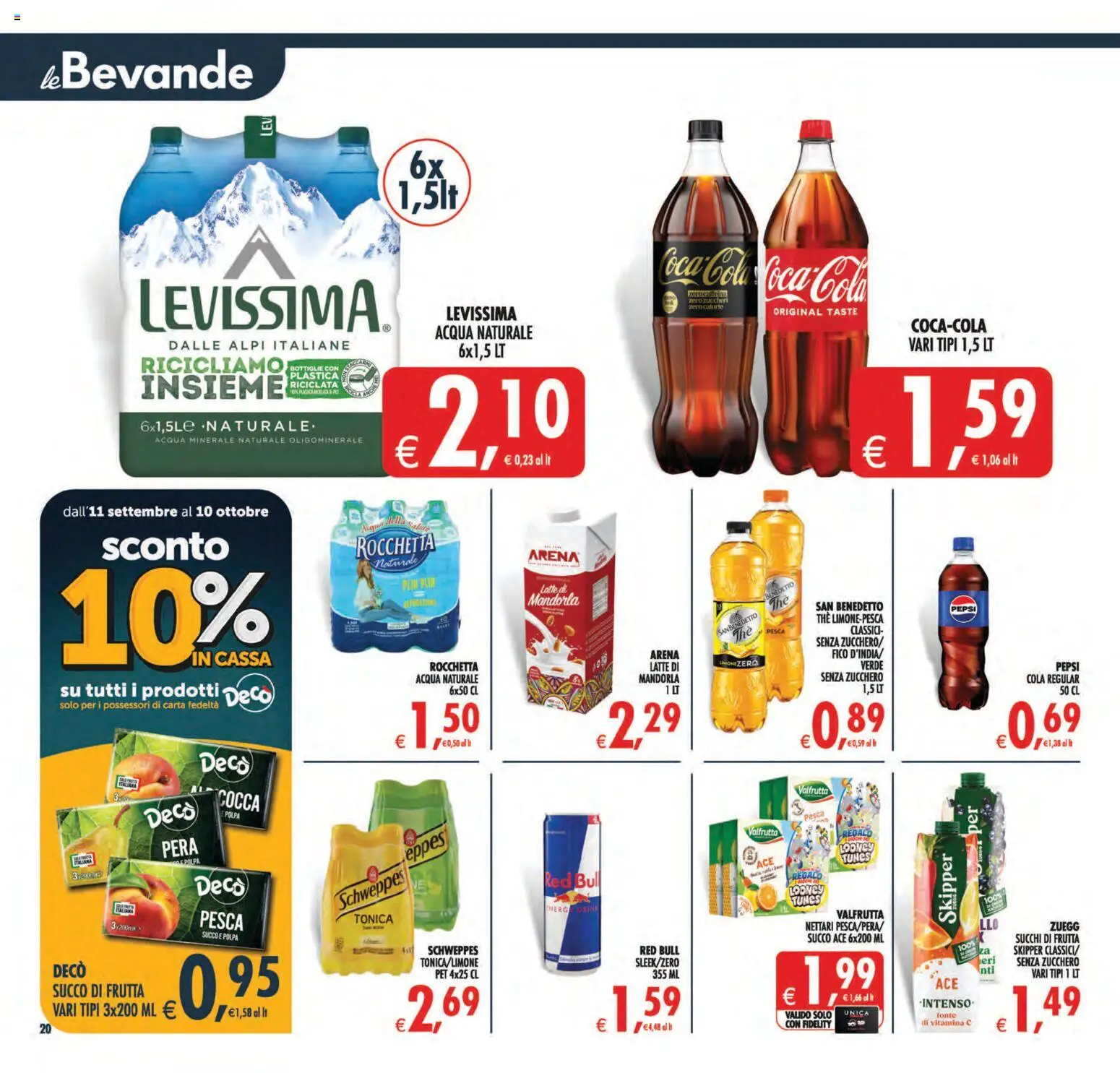 Volantino Decò del 11/09/2026 | Pagina: 21 | Prodotti: Mandorla, Pesca, Pera, Acqua naturale