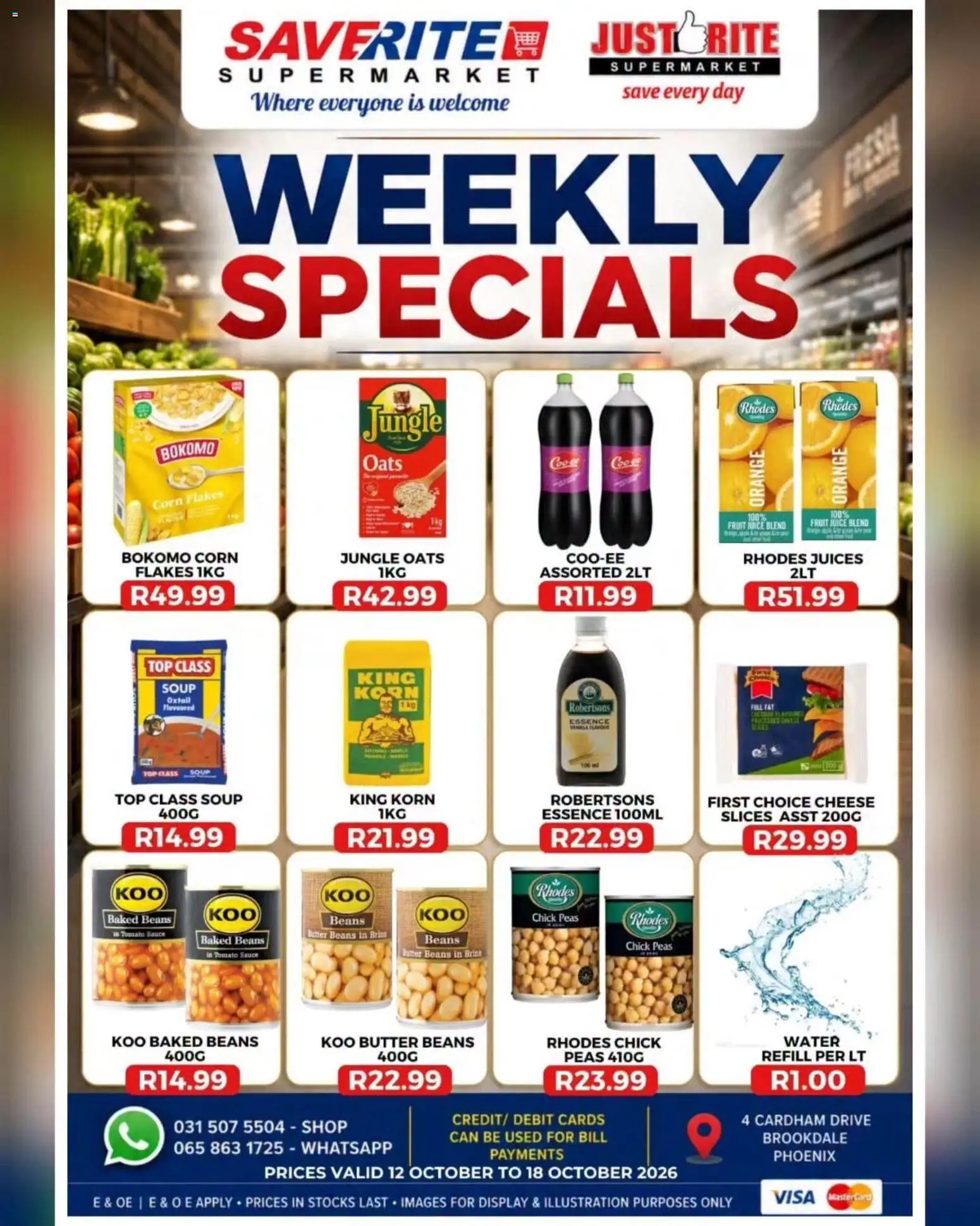 New Saverite catalogue – valid from 12/10/2026 | Page: 2 | Products: Corn, Baked beans, Corn flakes, Butter