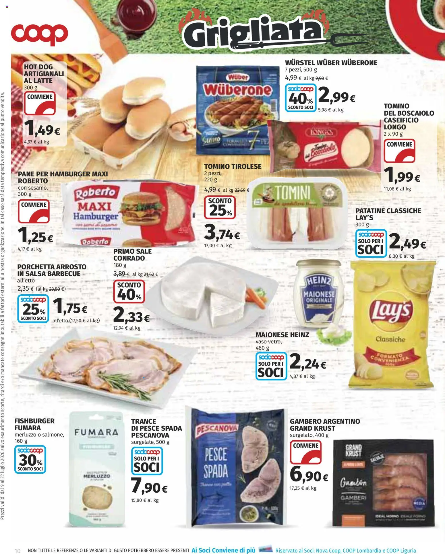 Volantino COOP del 09/07/2026 | Pagina: 10 | Prodotti: Pesce, Patatine, Sale, Barbecue