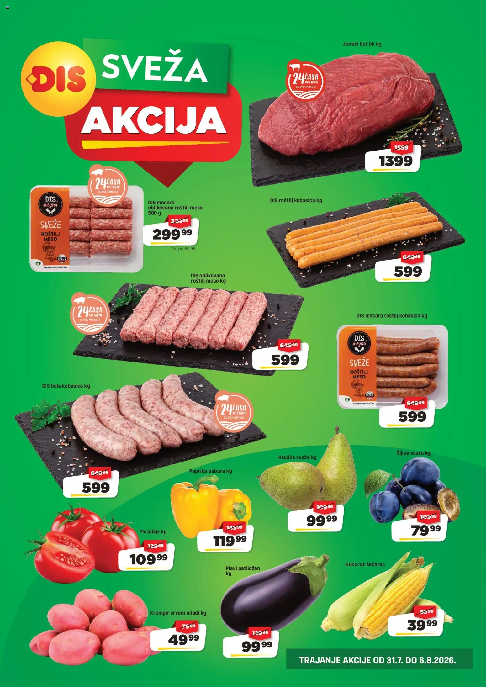 Super DIS katalog - važi od 31.07.2026 | Strana: 3 | Proizvode: Paprika, Kobasica, Paprika babura, Roštilj meso