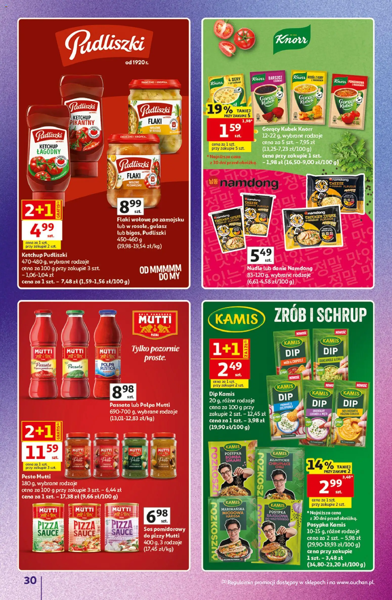 Auchan gazetka - 30 Lat Hipermarket Znane marki od 03.09.2026 | Strona: 30 | Produkty: Chili, Flaki, Gulasz, Passata