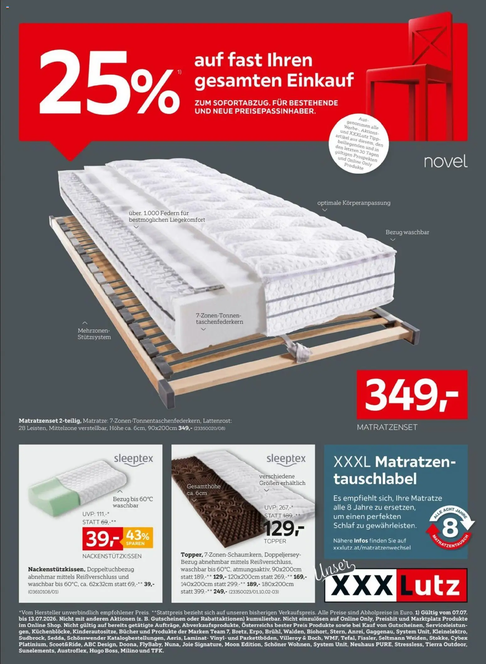 XXXLutz Matratzengutscheine gültig ab 07.07.2026 | Seite: 1 | Produkte: Matratze, Lattenrost
