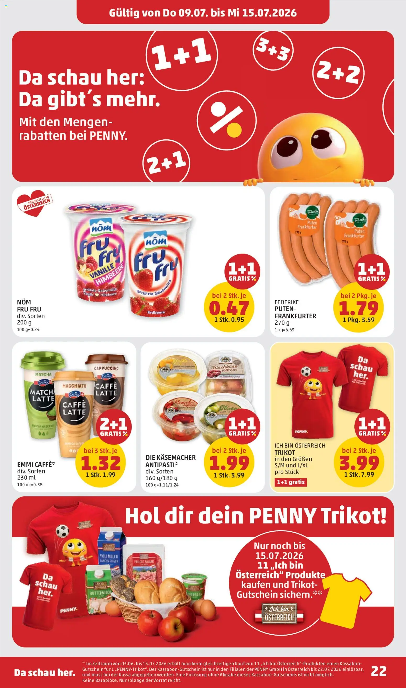 Penny Markt Flugblatt gültig ab 09.07.2026 | Seite: 22 | Produkte: Himbeere, Milch, Salami