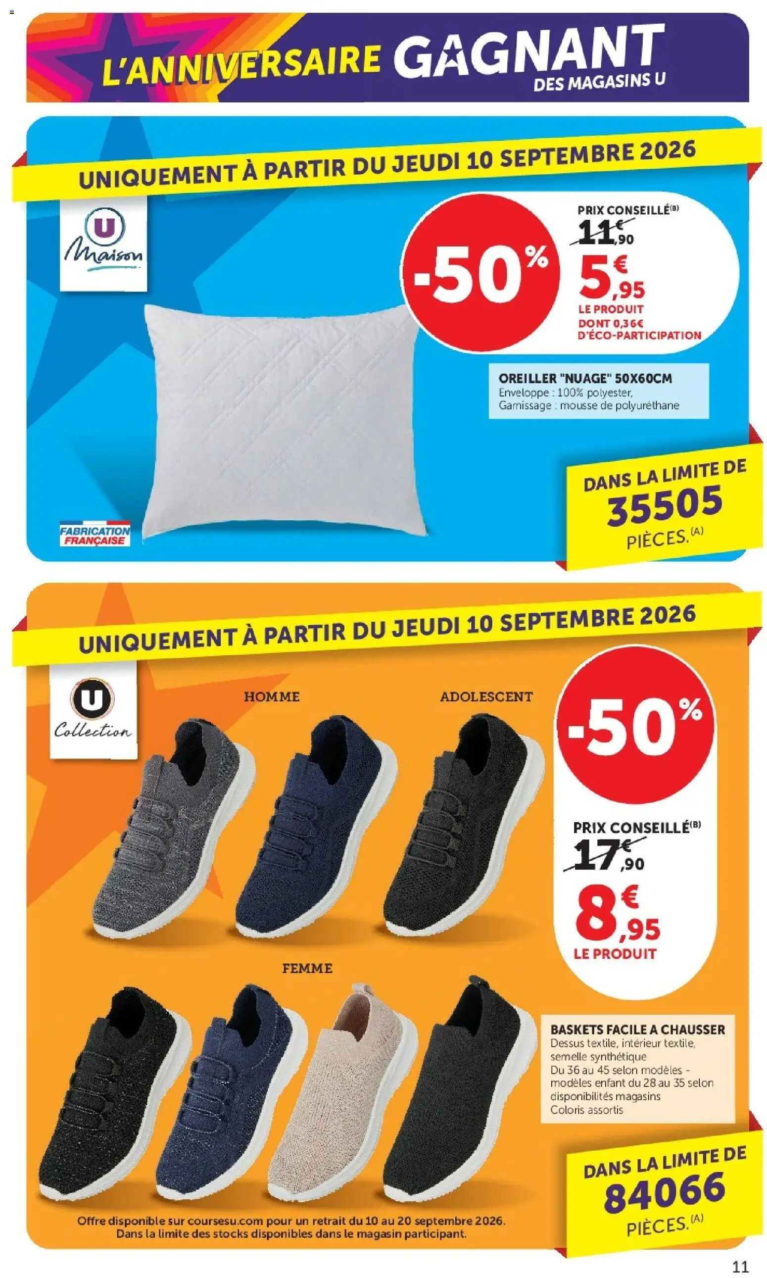 {H1} | Page: 11 | Produits: Enveloppe, Mousse, Oreiller, Baskets