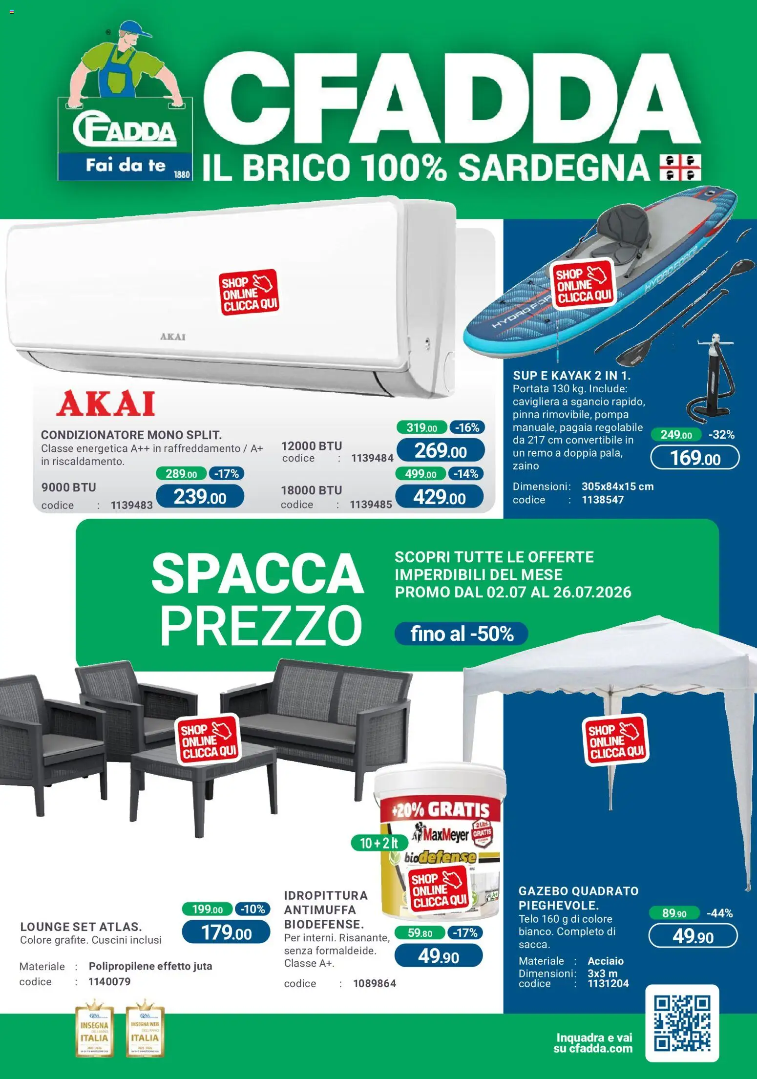Volantino CFadda del 02/07/2026 | Pagina: 1 | Prodotti: Tè, Gazebo, Zaino, Condizionatore