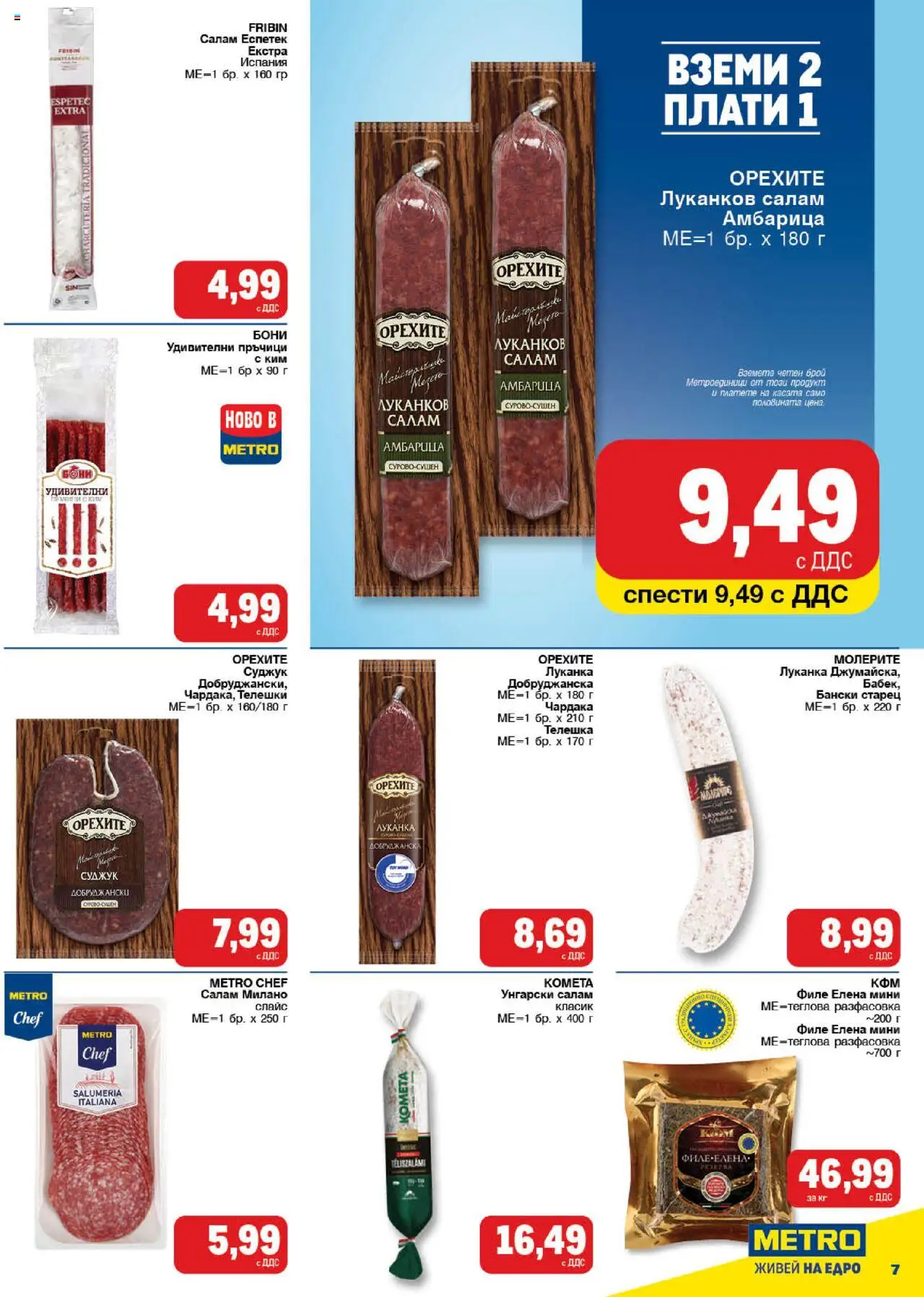 {H1} | Страница: 7 | Продукти: Салам, Амбарица, Филе, Суджук