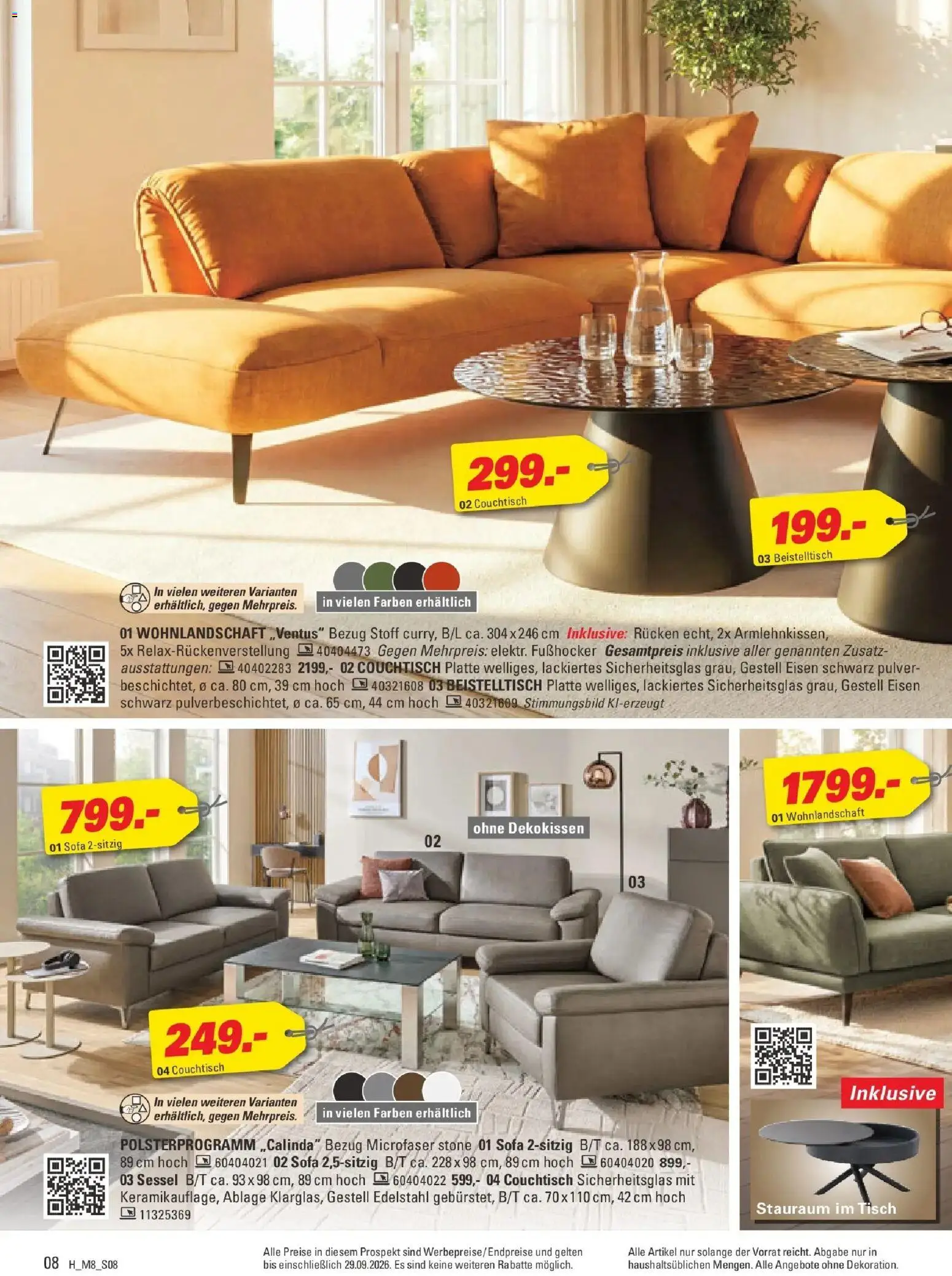 Höffner Prospekt Münster (ab 09.09.2026) zum Blättern | Seite: 8 | Produkte: Wohnlandschaft, Sofa, Couchtisch, Tisch