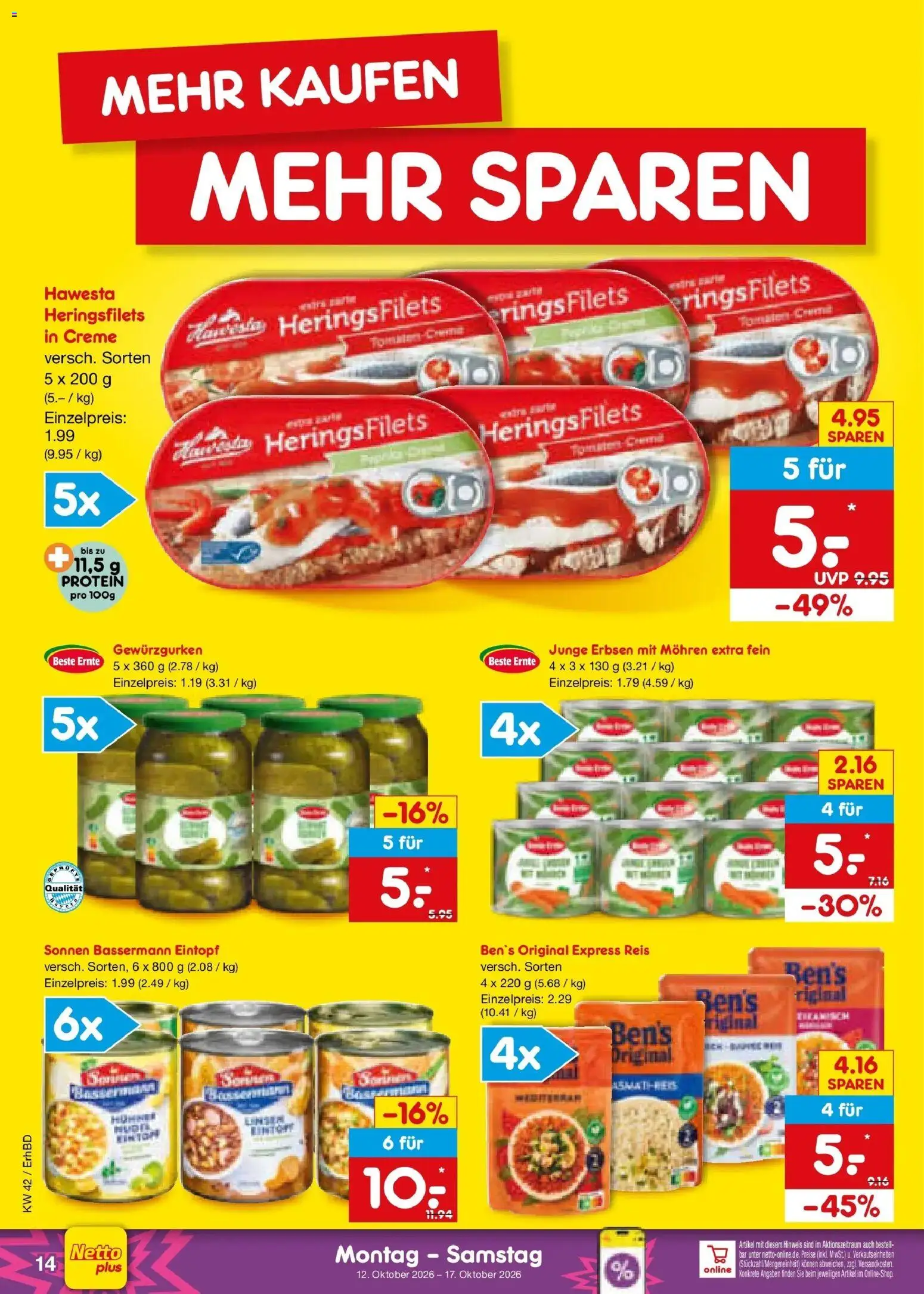 Netto Marken-Discount Prospekt Ergolding – gültig ab 12.10.2026 | Seite: 16 | Produkte: Creme, Mohren, Reis, Erbsen
