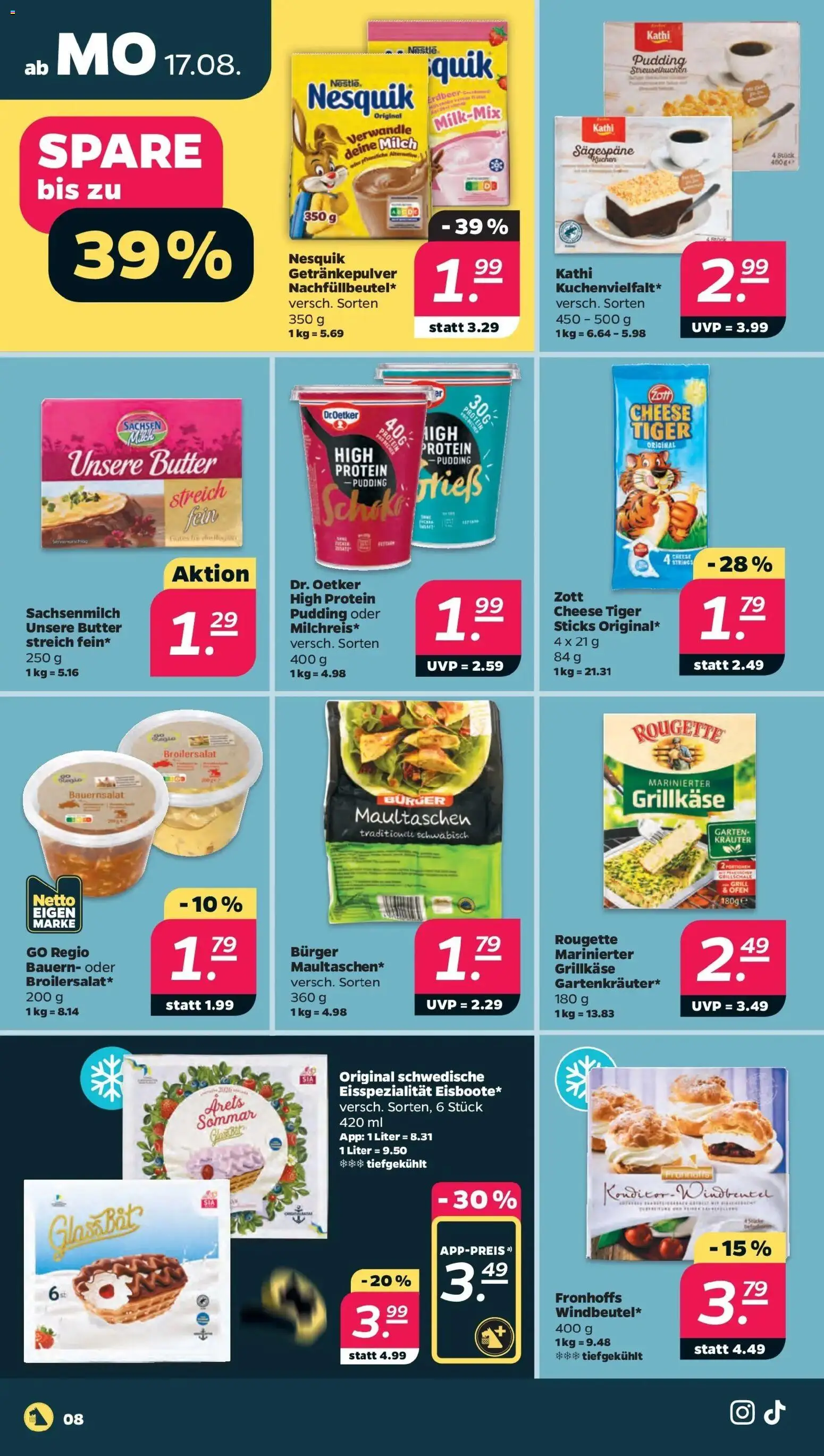 Netto - Netto APS : Wochenangebote ab 17.08.2026 → Angebote nächste Woche | Seite: 10 | Produkte: Ofen, Nesquik, Milch, Butter