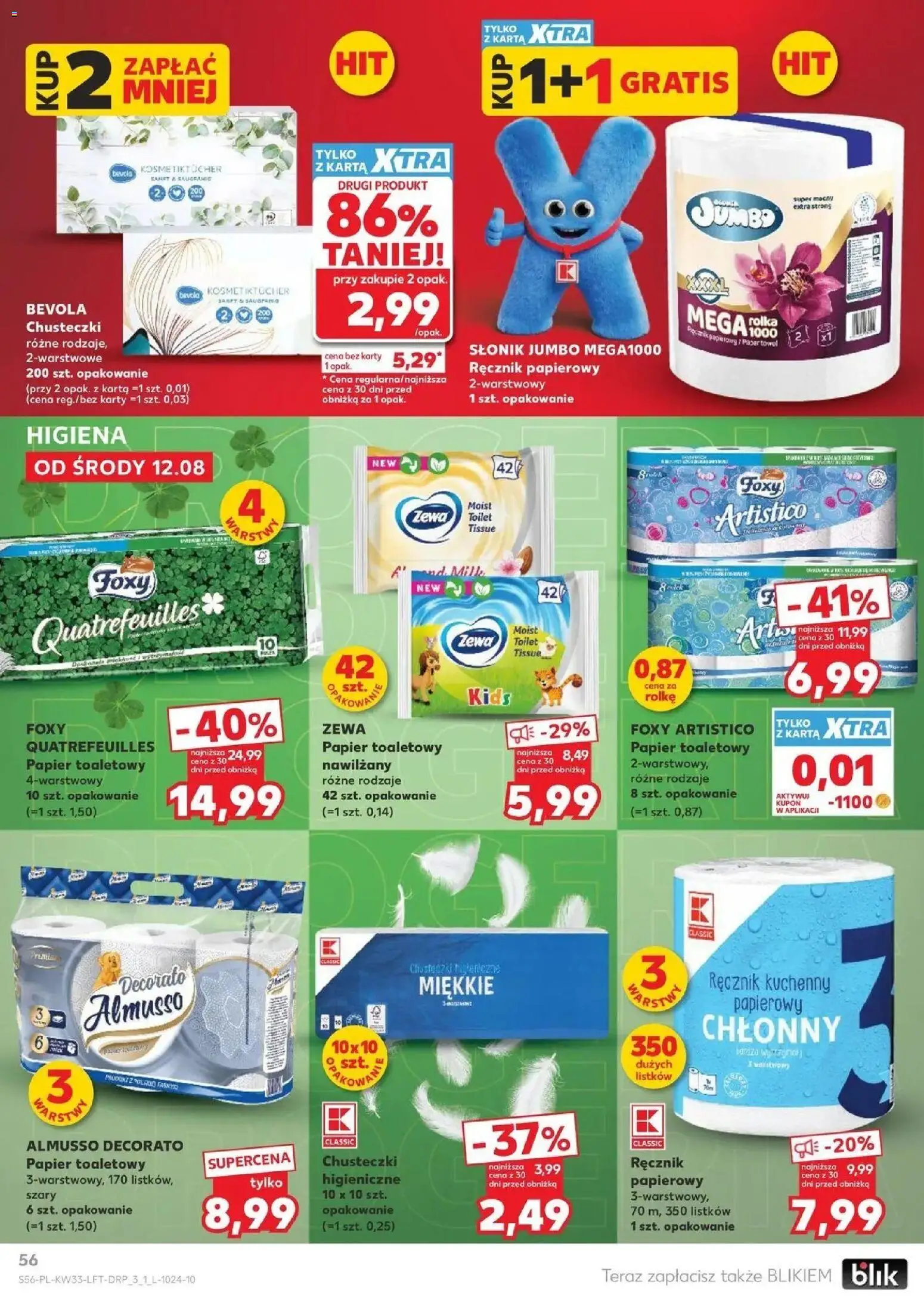 Kaufland - Kaufland Gazetka Tygodnia ważne do 19.08 od 12.08.2026 - od jutra PDF | Strona: 56 | Produkty: Karta, Chusteczki, Papier toaletowy, Chusteczki higieniczne