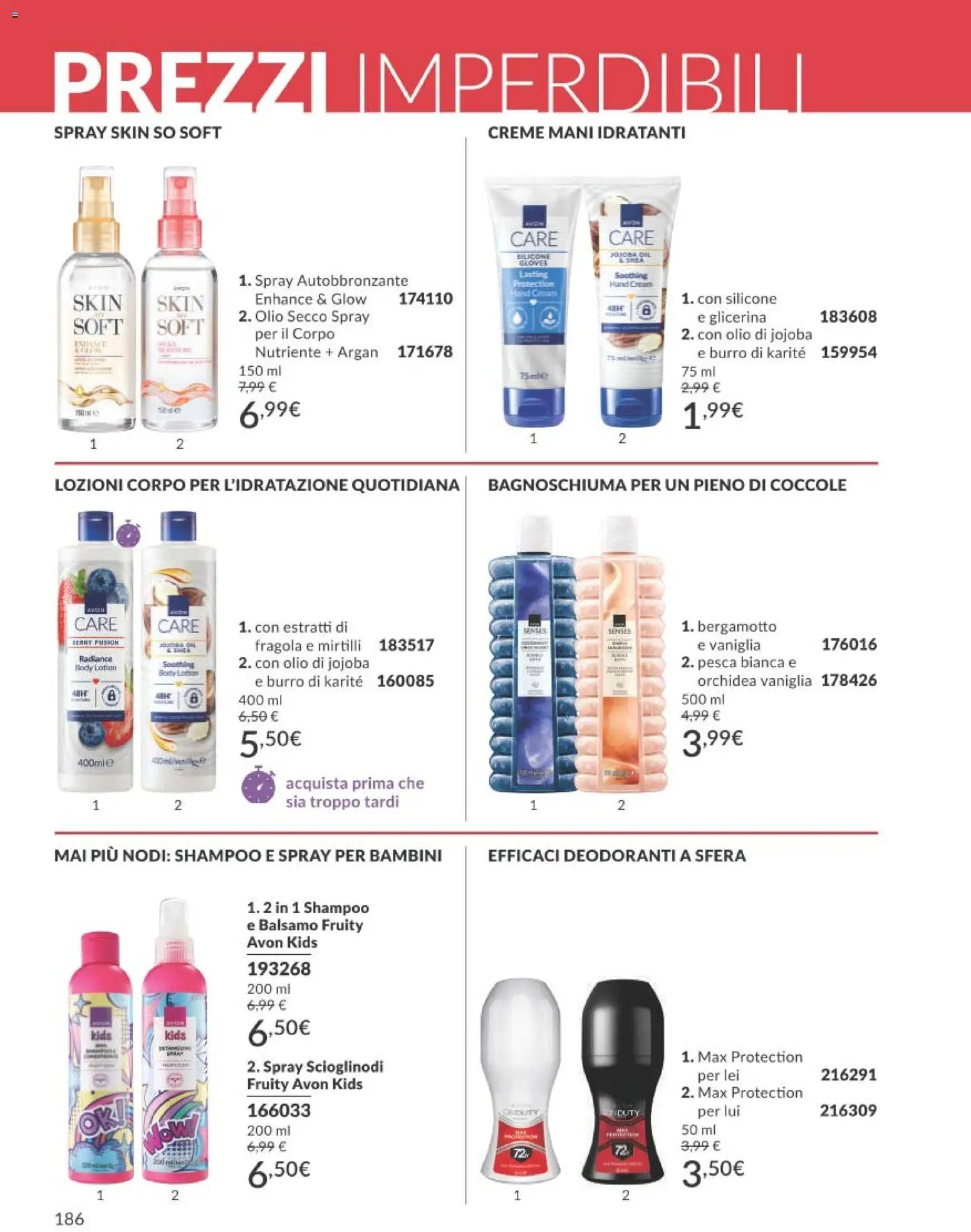Volantino Avon del 01/08/2026 | Pagina: 186 | Prodotti: Shampoo, Bagnoschiuma, Mirtilli, Burro di karité