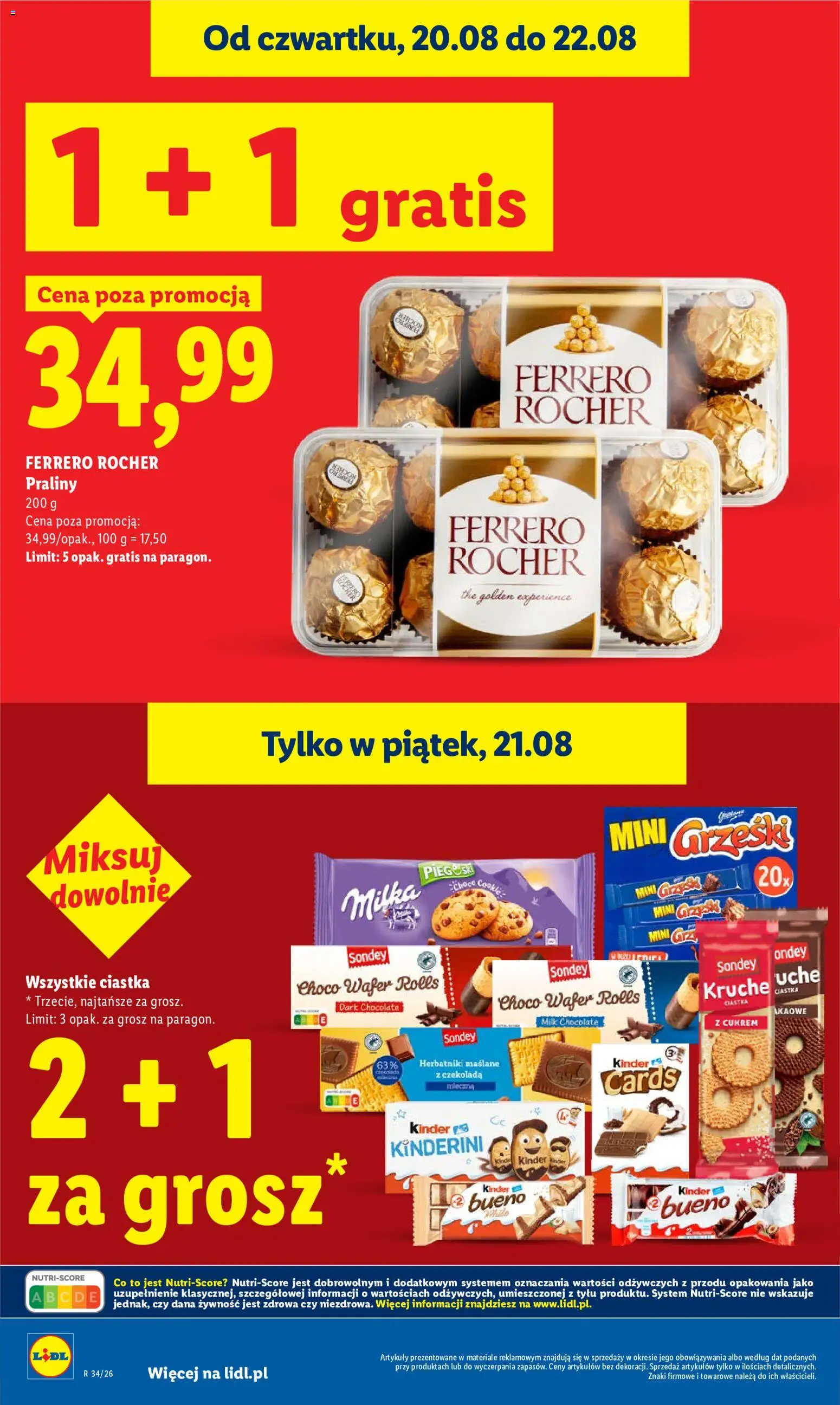 Lidl Polsko leták od 20.08.2026 | Strana: 20 | Produkty: Ferrero Rocher, Kinder, Kinder Bueno, Milk chocolate