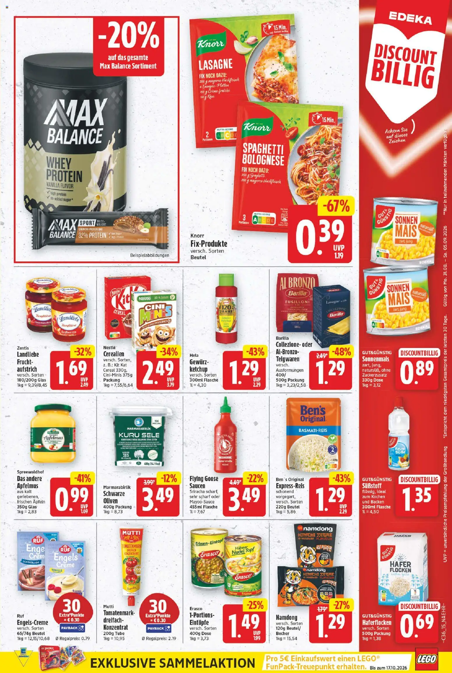 E center Prospekt – gültig ab 31.08.2026 | Seite: 17 | Produkte: Spaghetti, Creme, Erasco, Apfelmus