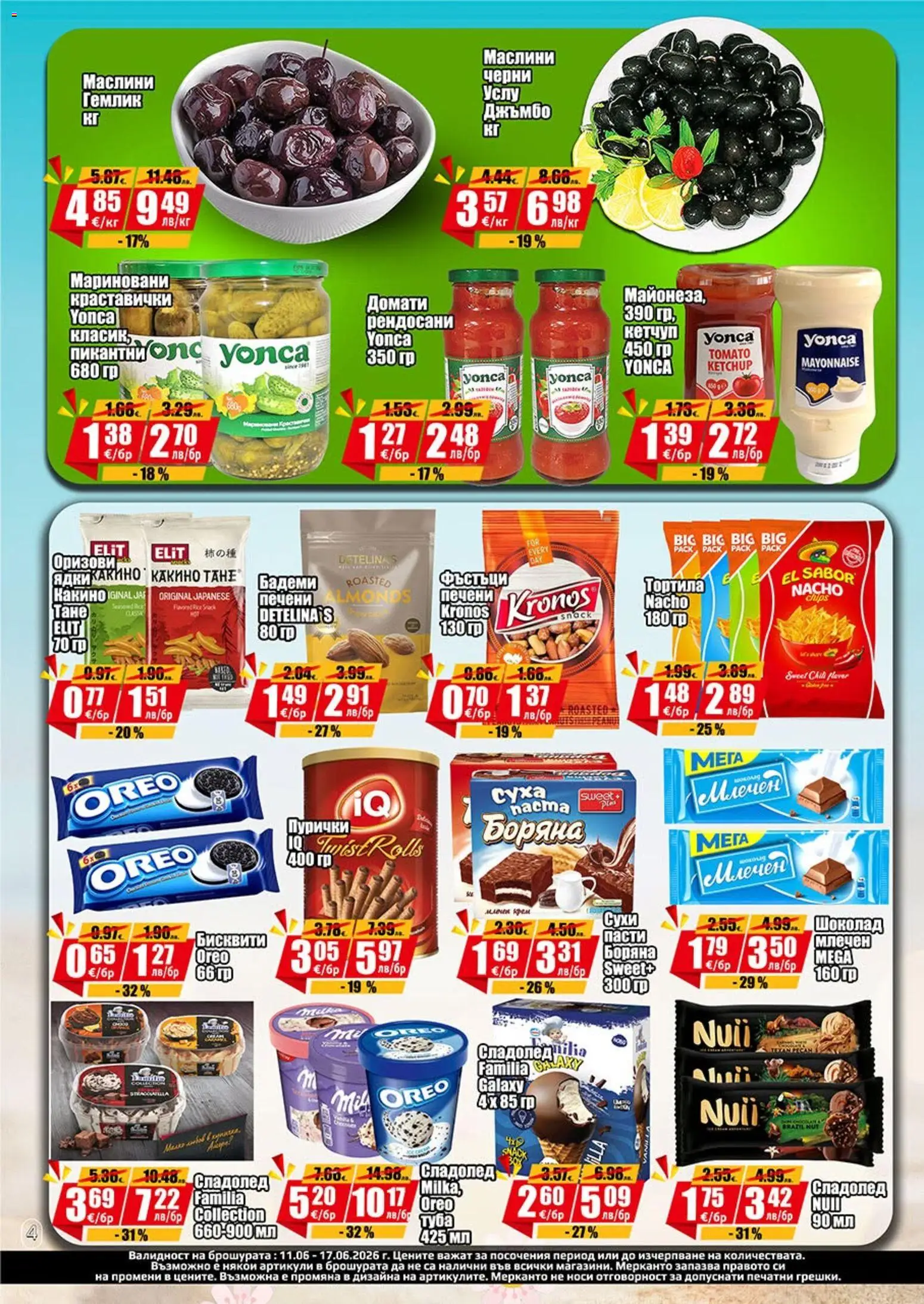 {H1} | Страница: 4 | Продукти: Кетчуп, Сладолед, Домати, Бисквити