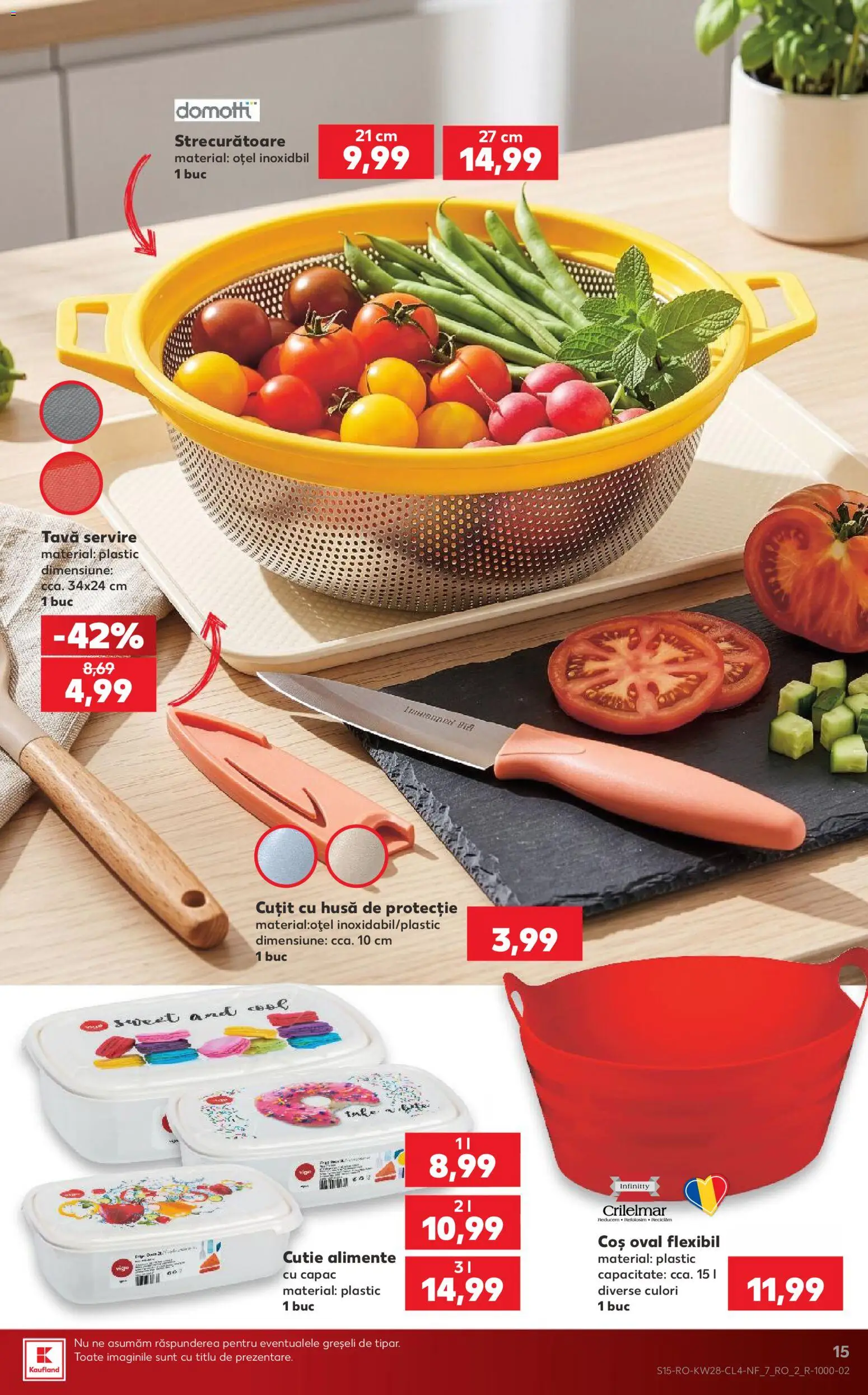 Noul catalog Kaufland – valabil de la 08.07.2026 | Pagină: 15 | Produse: Cutie alimente, Coș, Cutie, Cuțit
