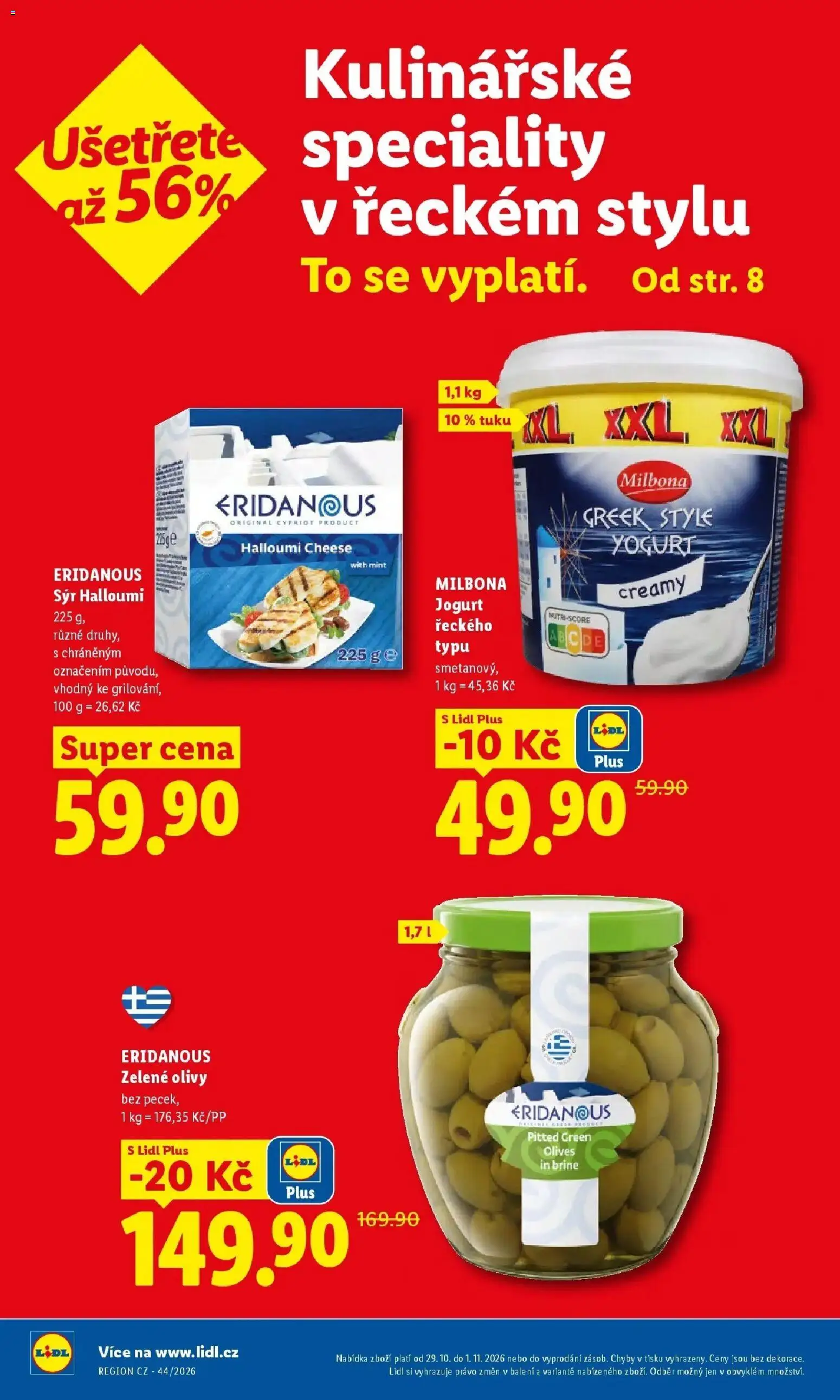 Lidl leták od 29.10.2026 - Nový akční leták | Strana: 2 | Produkty: Sýr, Jogurt, Halloumi, Speciality