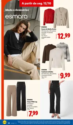 Pré-visualização ESMARA, Calças Wide Leg, 97% Poliéster (reciclado),, 3% elastano (LYCRA®), Tam. 34 ao 44 válido de 12/10/2026 | Página: 36