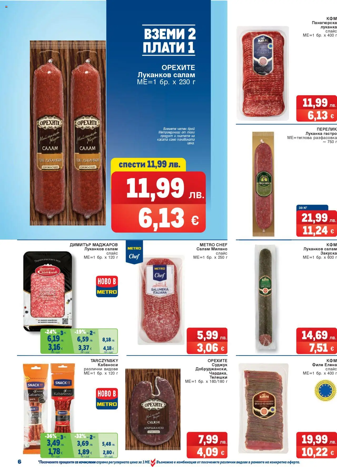 {H1} | Страница: 6 | Продукти: Салам, Филе, Суджук