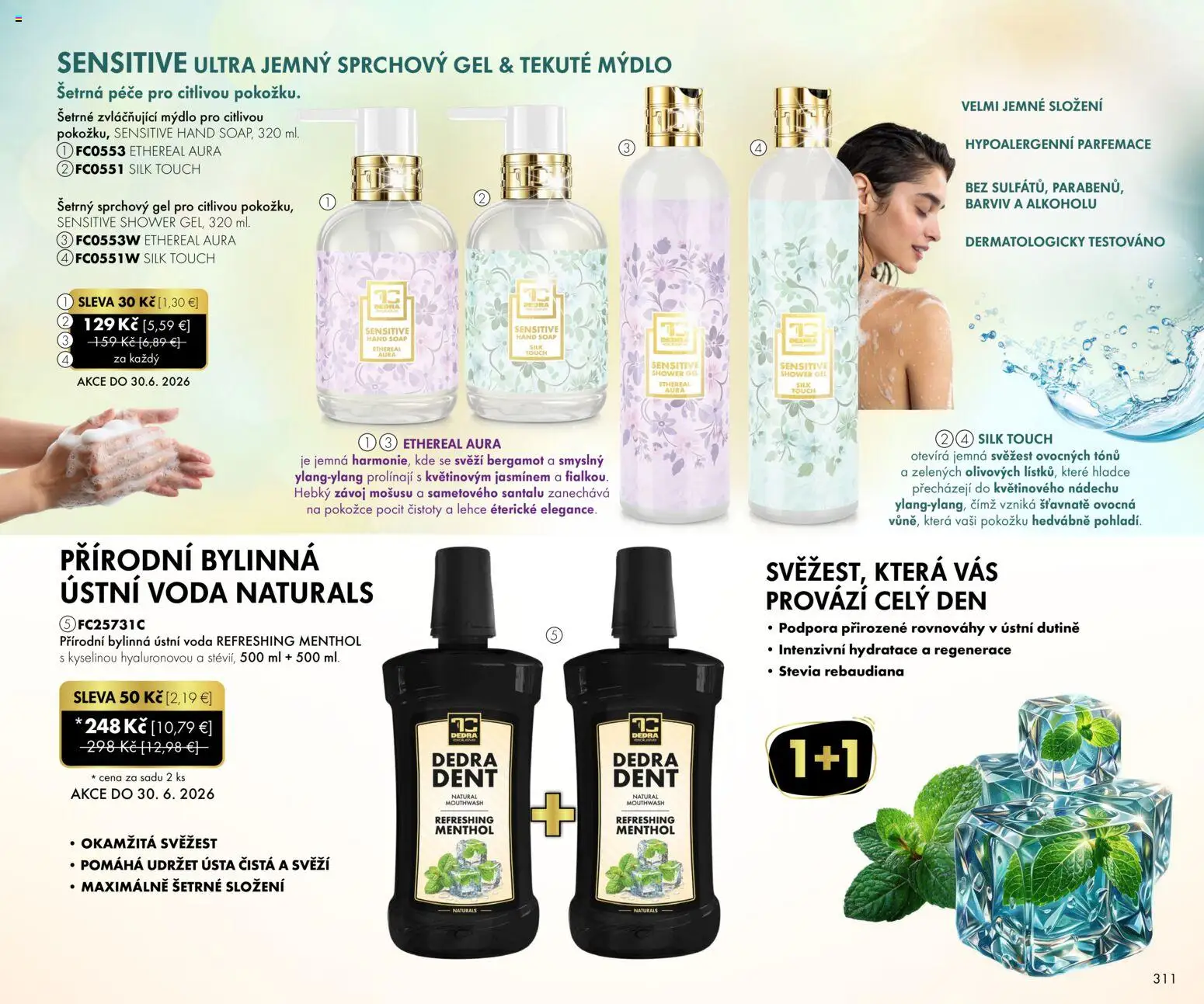 Nové Dedra akcie – leták je platný od 01.06.2026 | Strana: 11 | Produkty: Mydlo, Sprchový gél, Voda