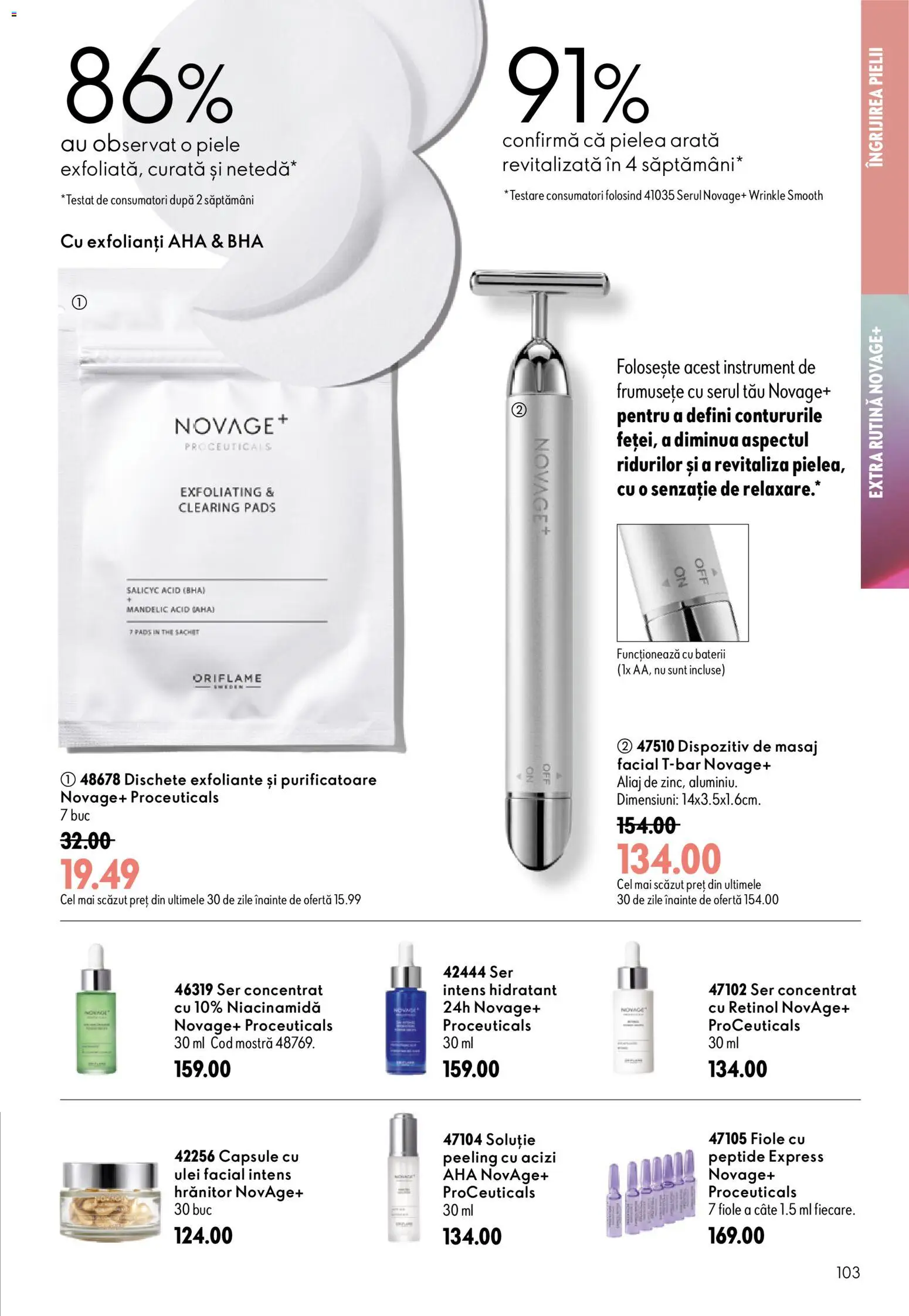 Noul catalog Oriflame – valabil de la 08.07.2026 | Pagină: 103 | Produse: Baterii, Peeling, Ulei