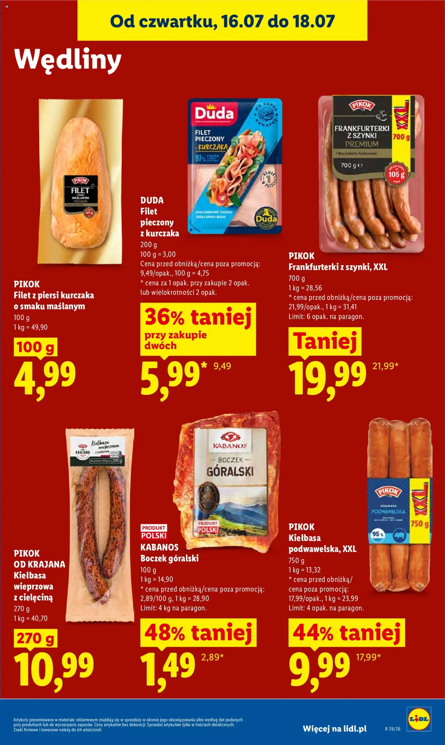 Lidl Polsko leták od 16.07.2026 | Strana: 61 | Produkty: Kabanos, Filet, Pikok