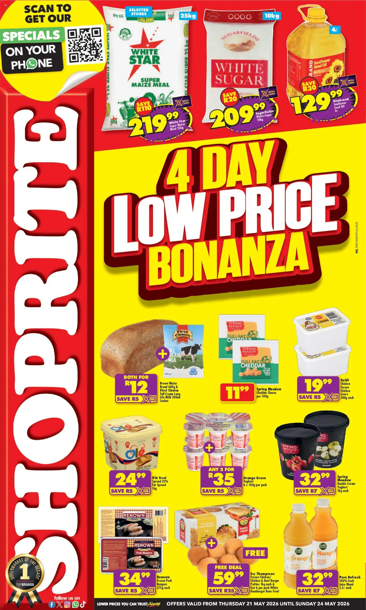 New Shoprite catalogue – valid from 21.05.2026 | Page: 1 | Products: Phone, Bread, Fruit, Sugar