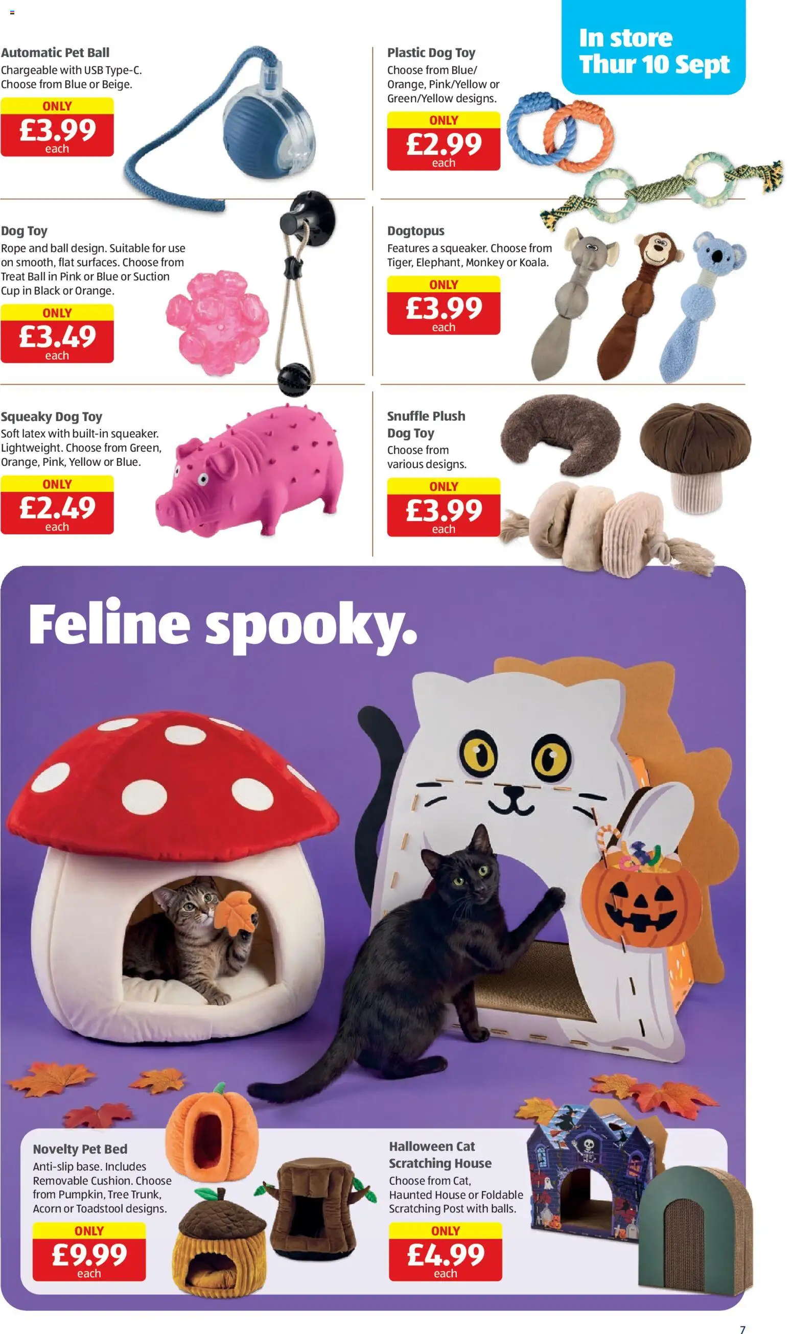 {H1} | Page: 7 | Products: Toy, Scratching post, USB, Bed