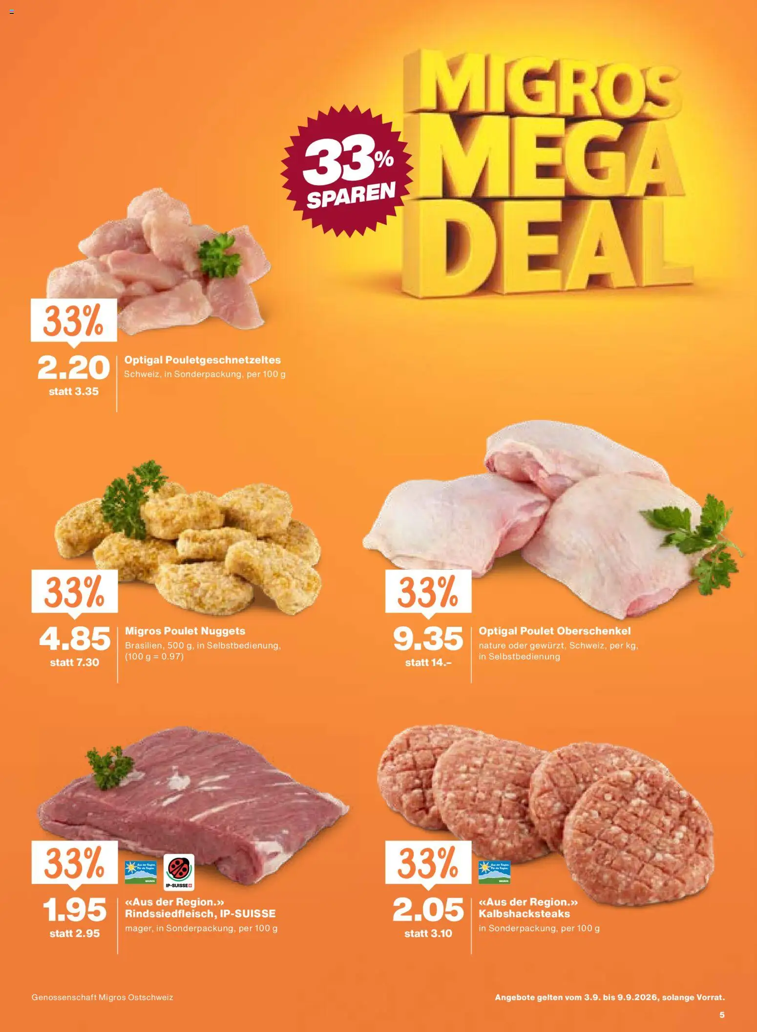 Migros aktionen – gültig ab 03.09.2026 | Seite: 5 | Produkte: Burger