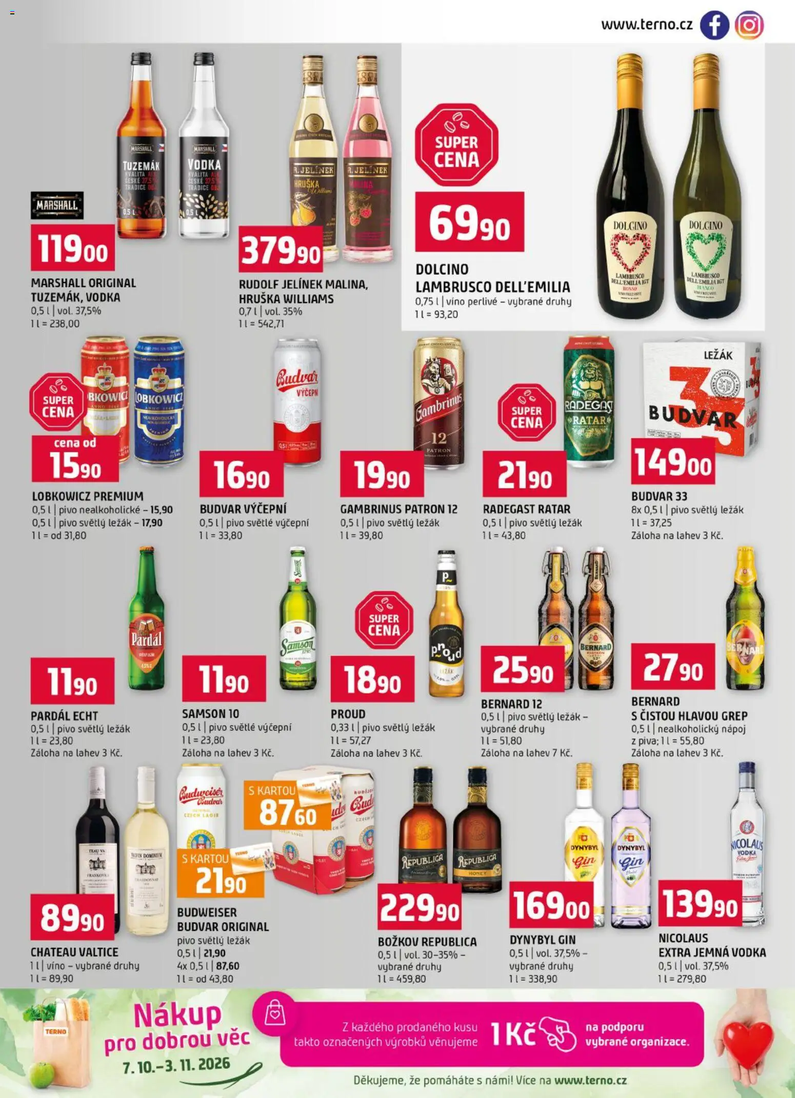 Terno leták od 21.10.2026 | Strana: 13 | Produkty: Dynybyl gin, Radegast Ratar, Budvar 33, Gambrinus