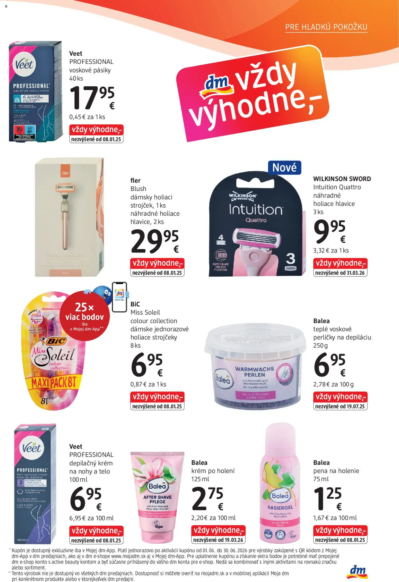 Nové dm drogerie akcie – leták je platný od 01.06.2026 | Strana: 15 | Produkty: Pena na holenie, Depilačný krém, Krém