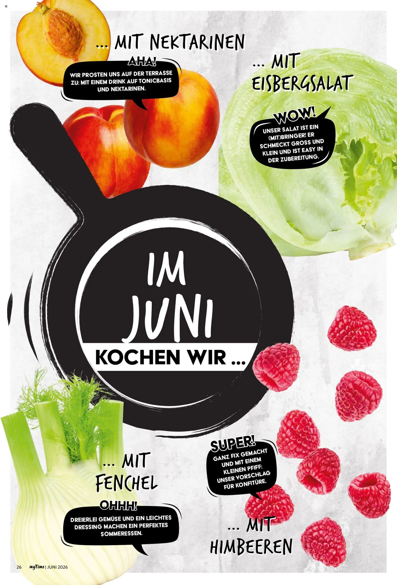 Combi myTime Juni 2026 – gültig ab 01.06.2026 | Seite: 26 | Produkte: Himbeeren, Nektarinen, Gemüse, Salat