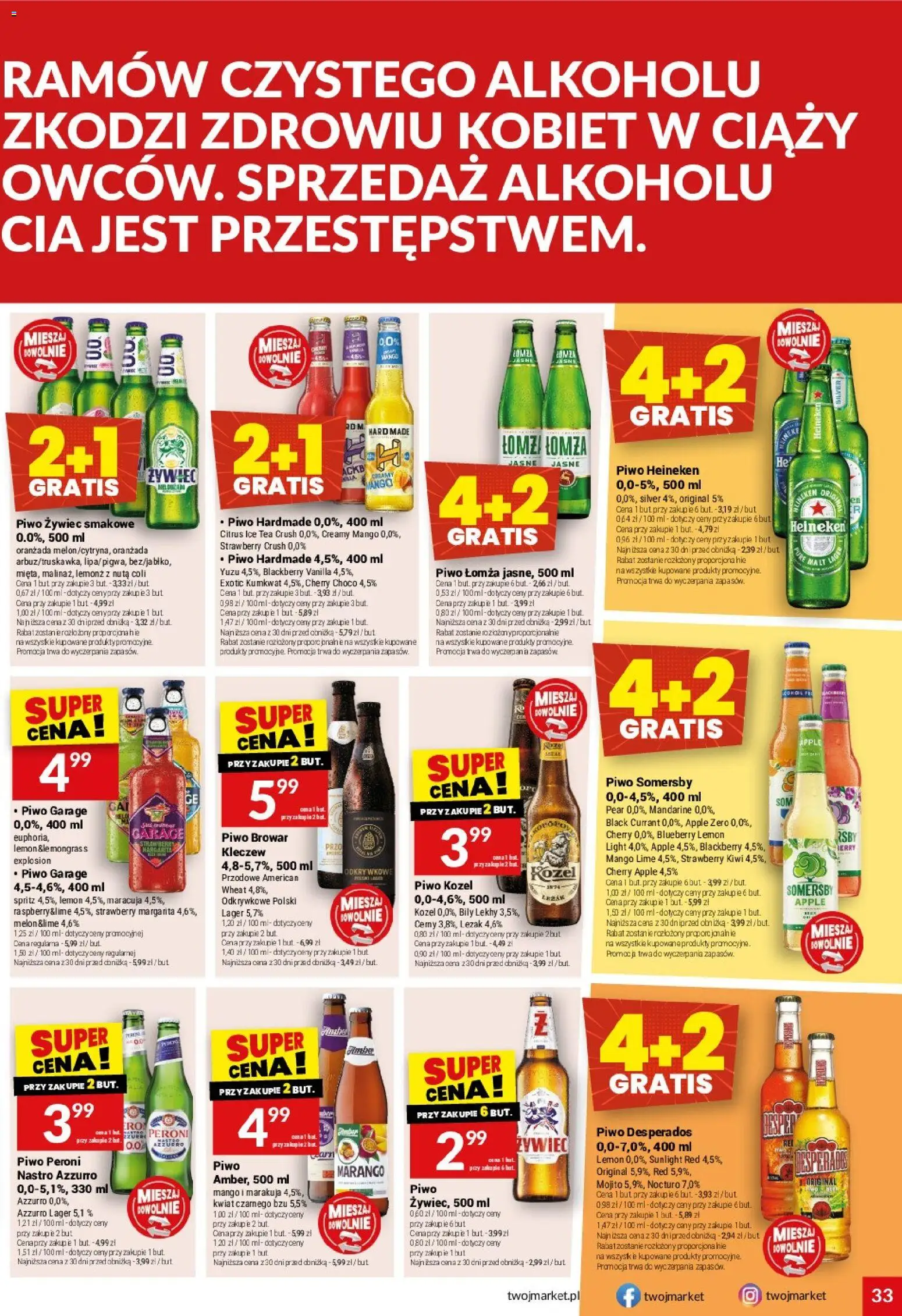 Twój Market gazetka od 27.05.2026 | Strona: 33 | Produkty: Melon, Ice Tea, Somersby, Piwo kozel