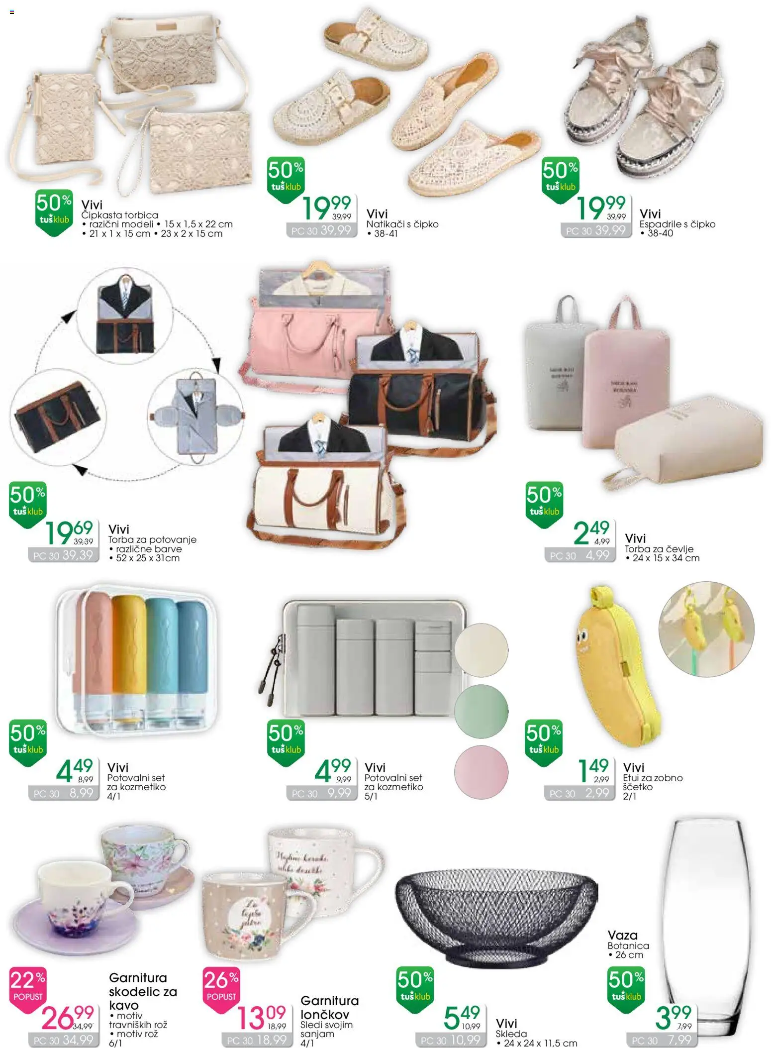 Novi Tuš drogerija katalog ponudbe – veljaven od 15.04.2026 | Stran: 2 | Izdelki: Torba, Vaza, Espadrile, Torbica