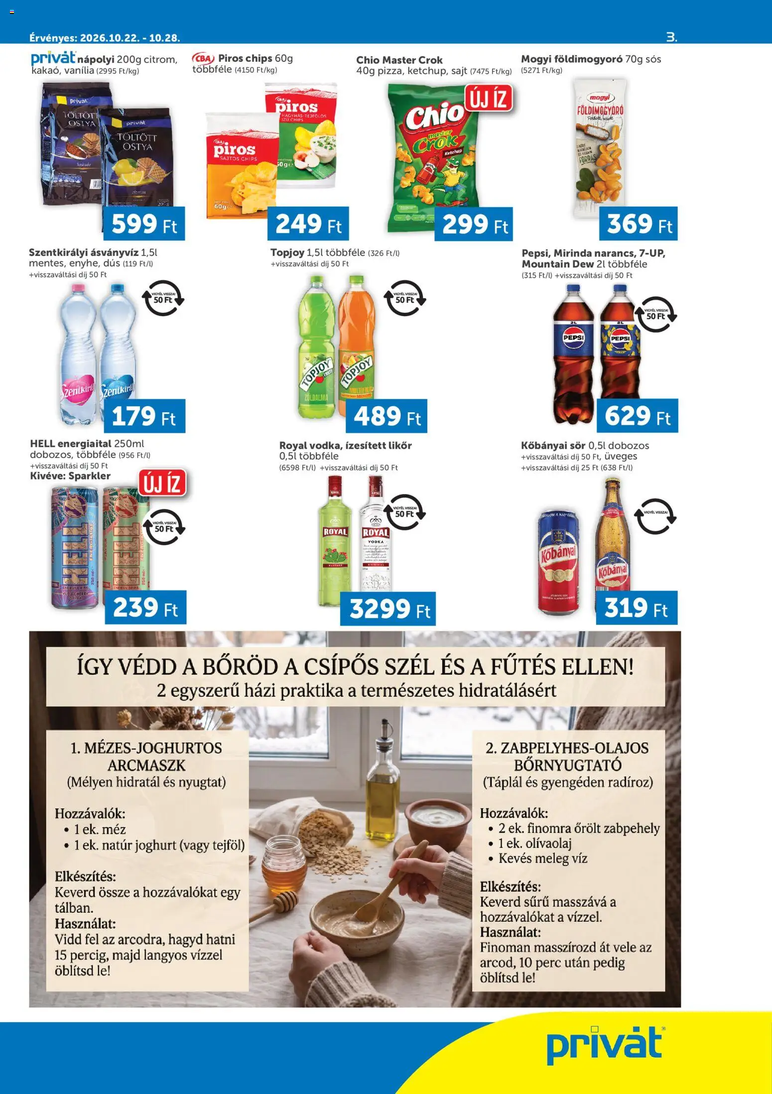 PRIVÁT akciós ujság - amely érvényes a következő dátumtól: 2026.10.22. | Oldal: 3 | Termékek: Hozzávalók, Topjoy, Joghurt, Vodka