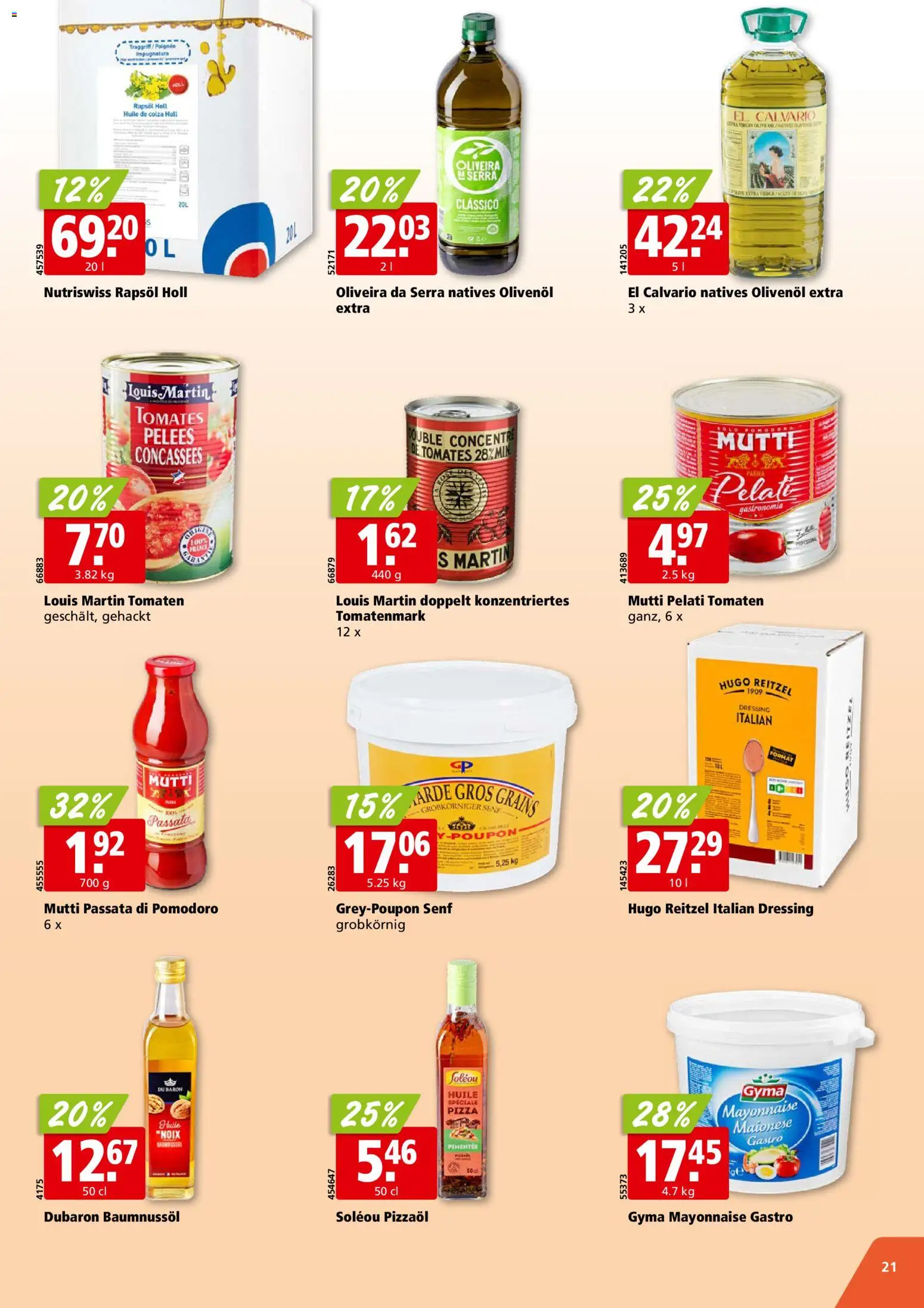Aligro aktionen Chavannes, Matran, Genf, Sitten – gültig ab 02.11.2026 | Seite: 21 | Produkte: Rapsöl, Dressing, Pizza, Mayonnaise