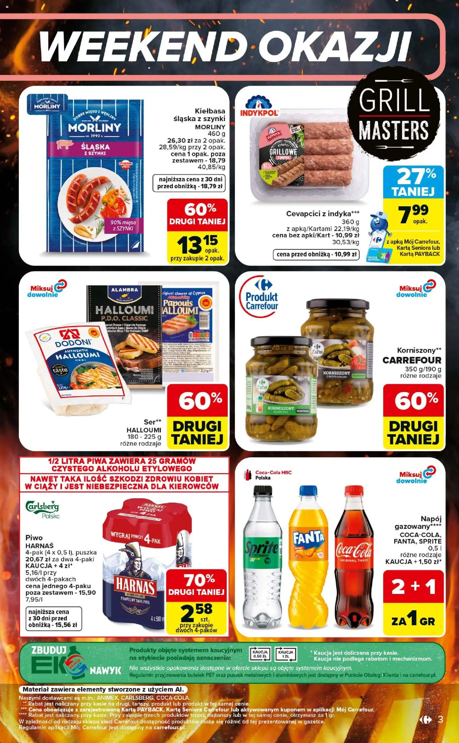 Carrefour gazetka - Weekend okazji od 06.08.2026 | Strona: 3 | Produkty: Karta, Mięso, Sprite, Wędliny