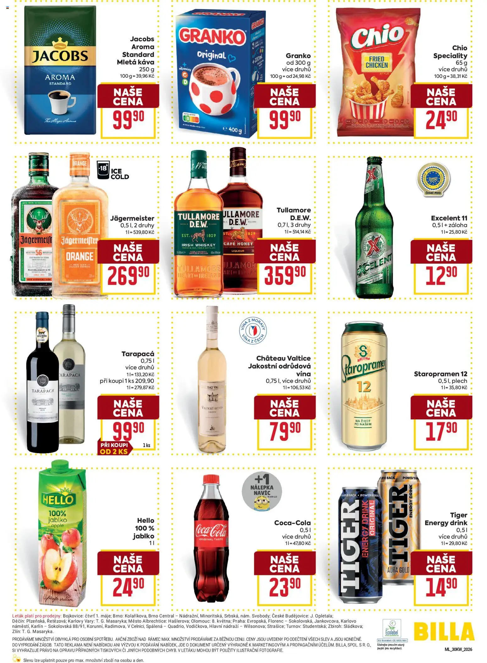 Billa Malý leták od 22.07.2026 | Strana: 6 | Produkty: Tiger energy, Staropramen, Staropramen 12, Coca cola