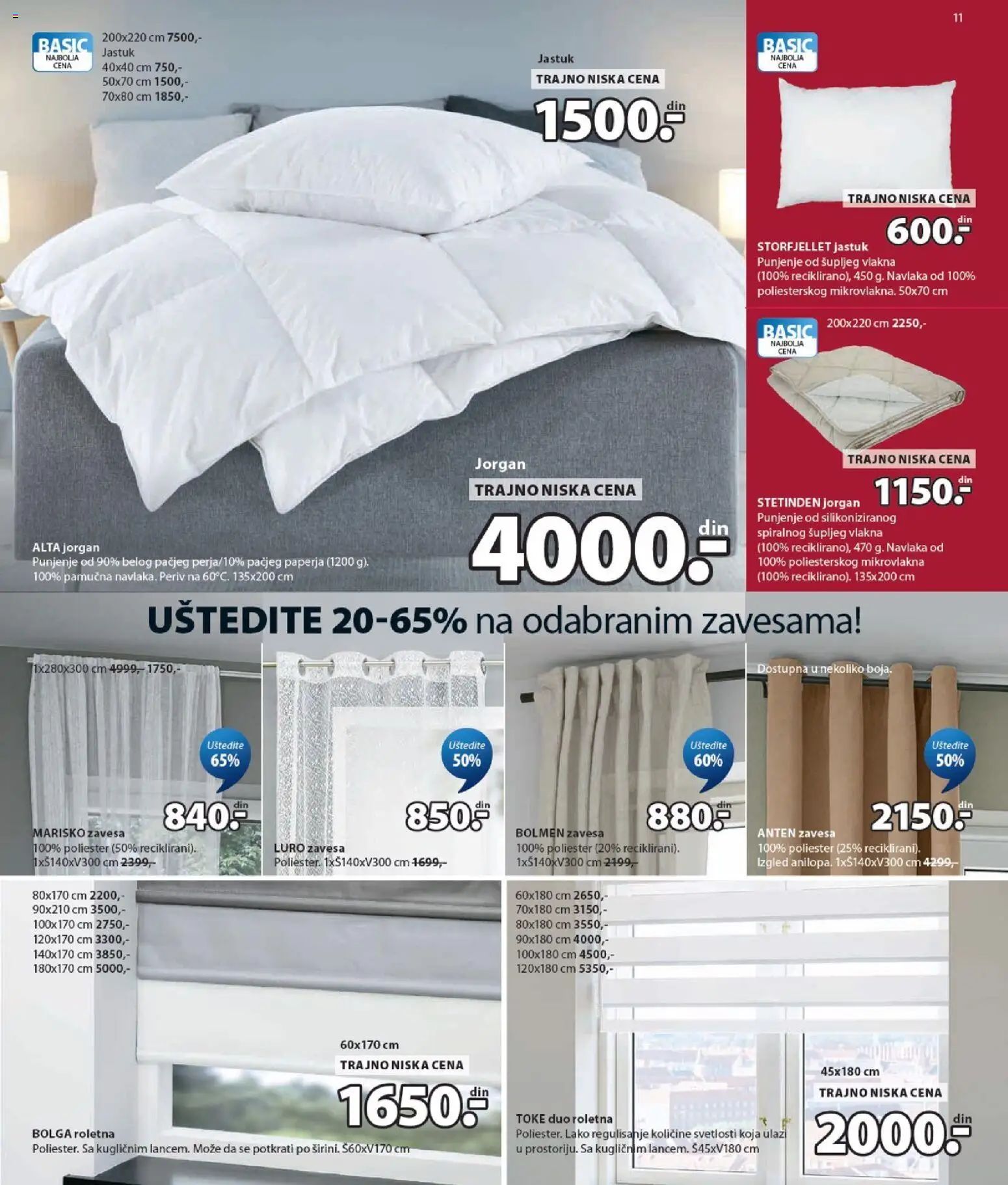 Jysk katalog - važi od 29.07.2026 | Strana: 11 | Proizvode: Jastuk, Jorgan, Roletna, Zavesa
