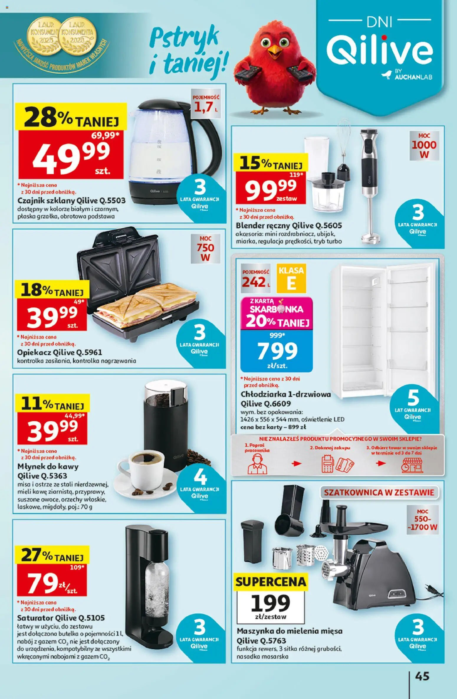 Auchan gazetka - 30 Lat Hipermarket od 03.09.2026 | Strona: 45 | Produkty: Czajnik, Młynek, Opiekacz, Czajnik szklany