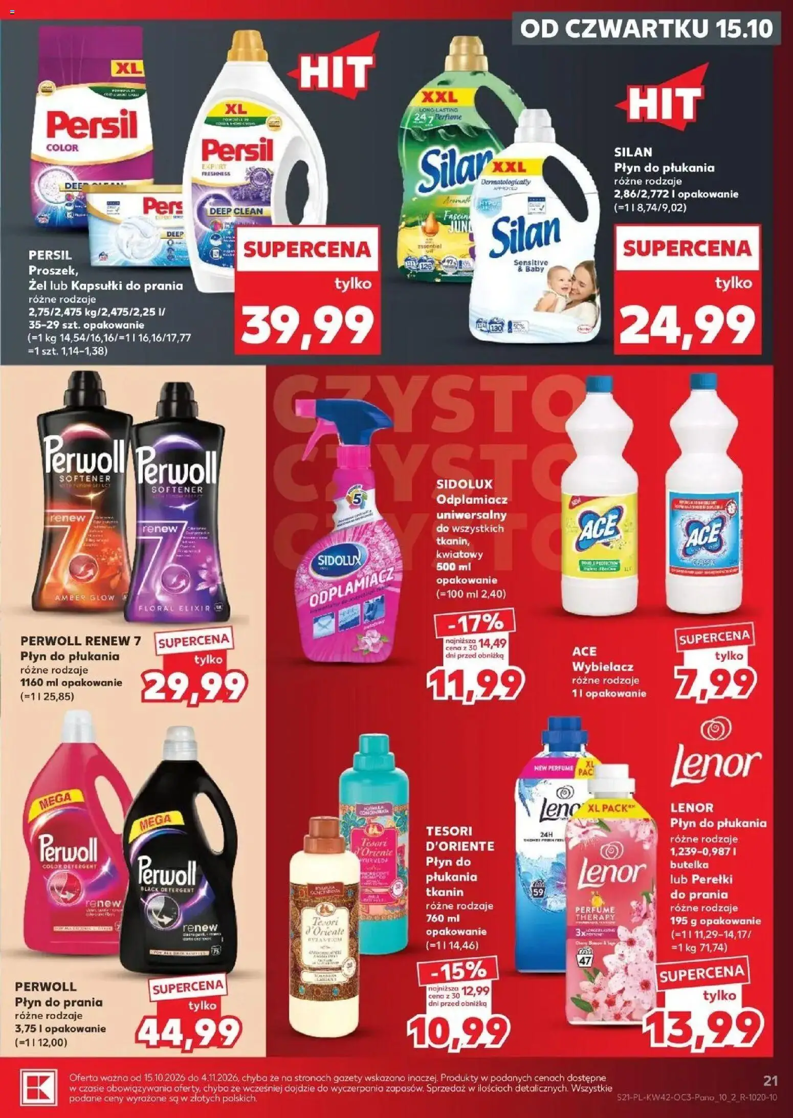 Kaufland gazetka - Chemia i kosmetyki od 15.10.2026 - od jutra PDF | Strona: 21 | Produkty: Płyn do płukania, Persil, Płyn do płukania tkanin, Odplamiacz