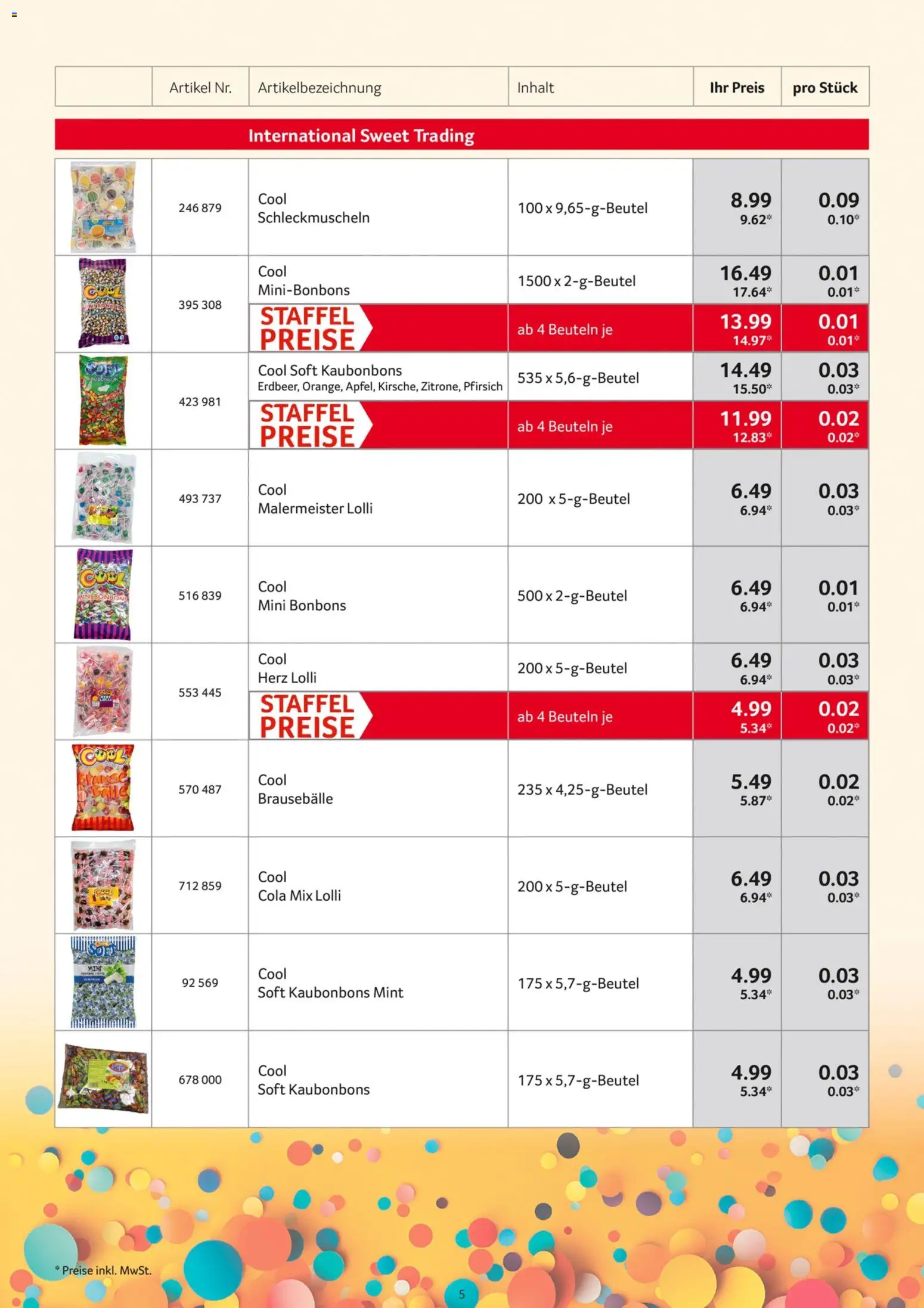 Selgros Karnevalsortiment – gültig ab 05.10.2026 | Seite: 5 | Produkte: Cola, Pfirsich