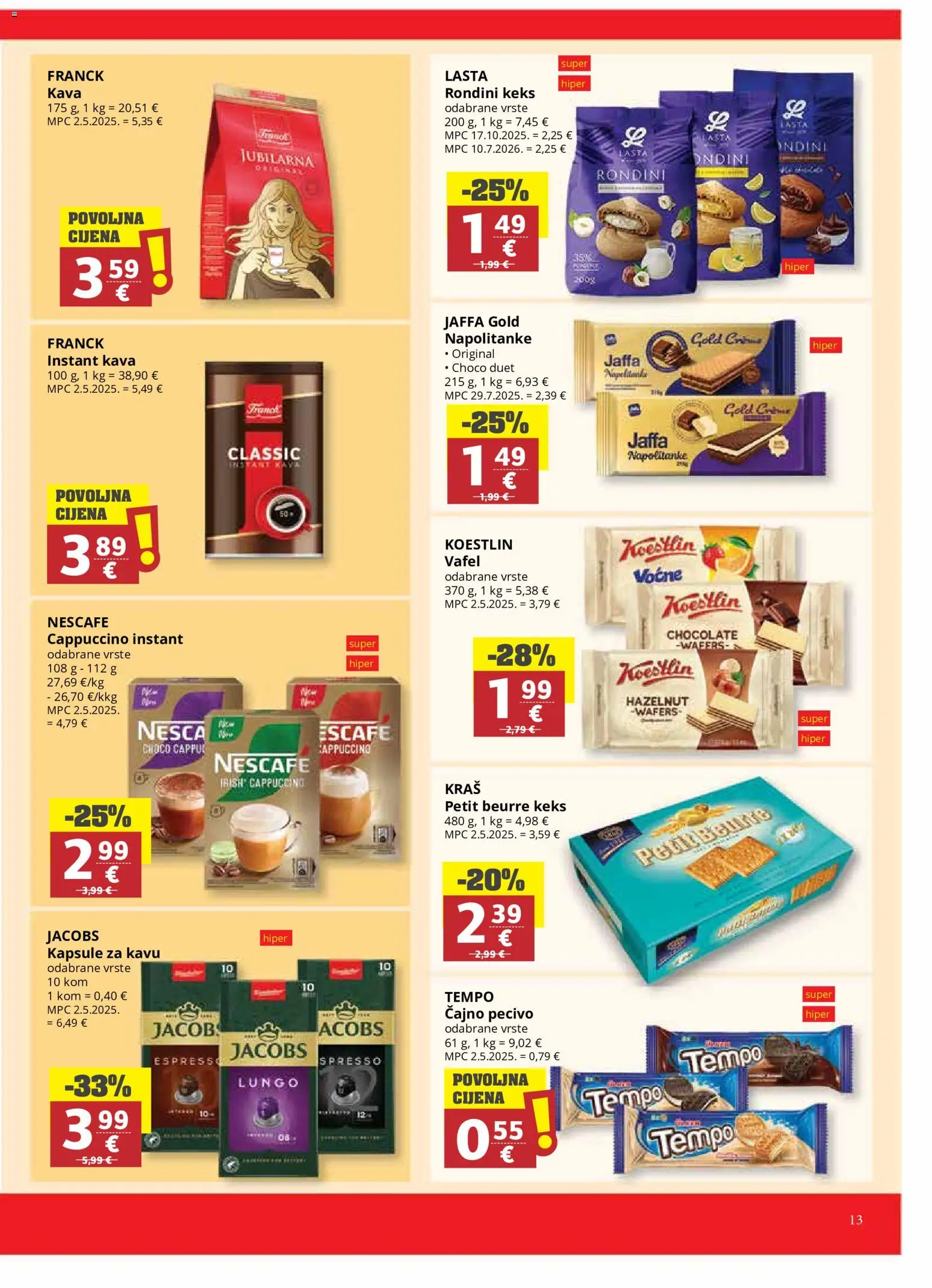 Ribola katalog | vrijedi od 07.10.2026 | Stranica: 13 | Proizvodi: Nescafe, Čajno pecivo, Kapsule za kavu, Cappuccino