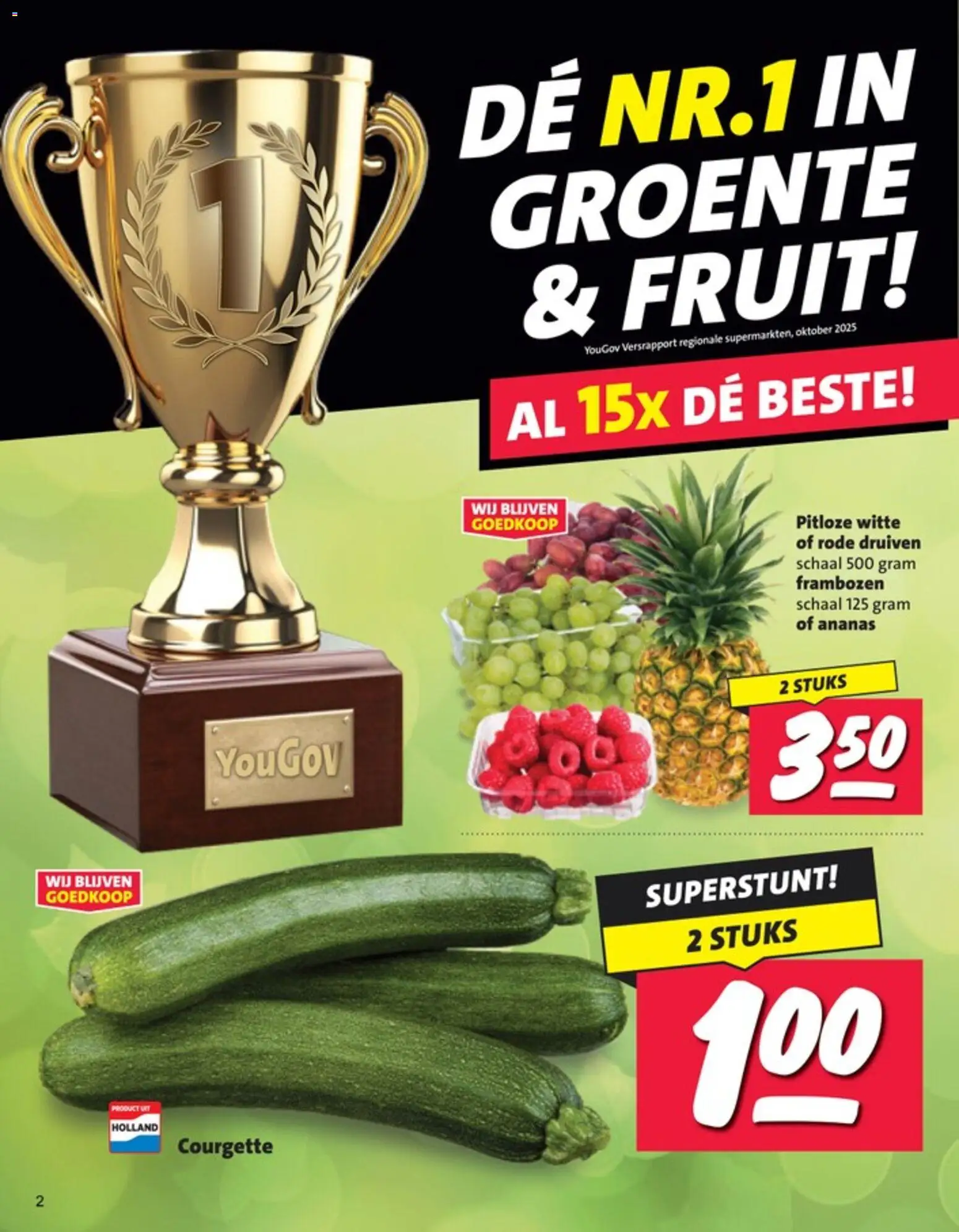 {H1} | Pagina: 2 | Producten: Courgette, Ananas, Druiven, Frambozen