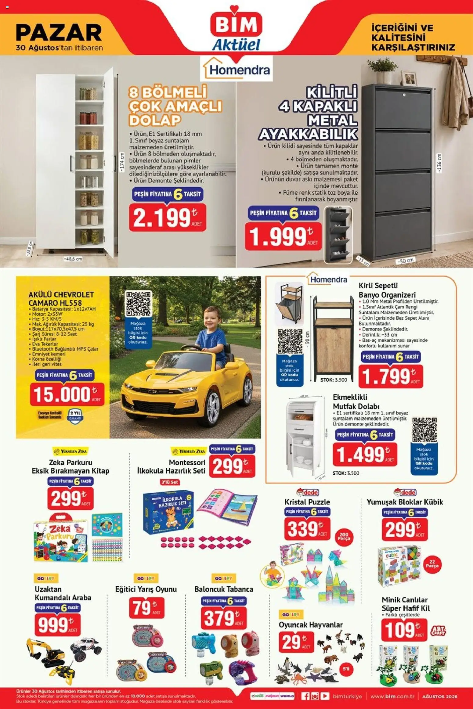 BİM - Katalog Pazar - 30 Ağustos 2026 tarihinden itibaren geçerlidir | Sayfa: 3 | Ürünler: Oyuncak, Banyo, MP3, Ağırlık