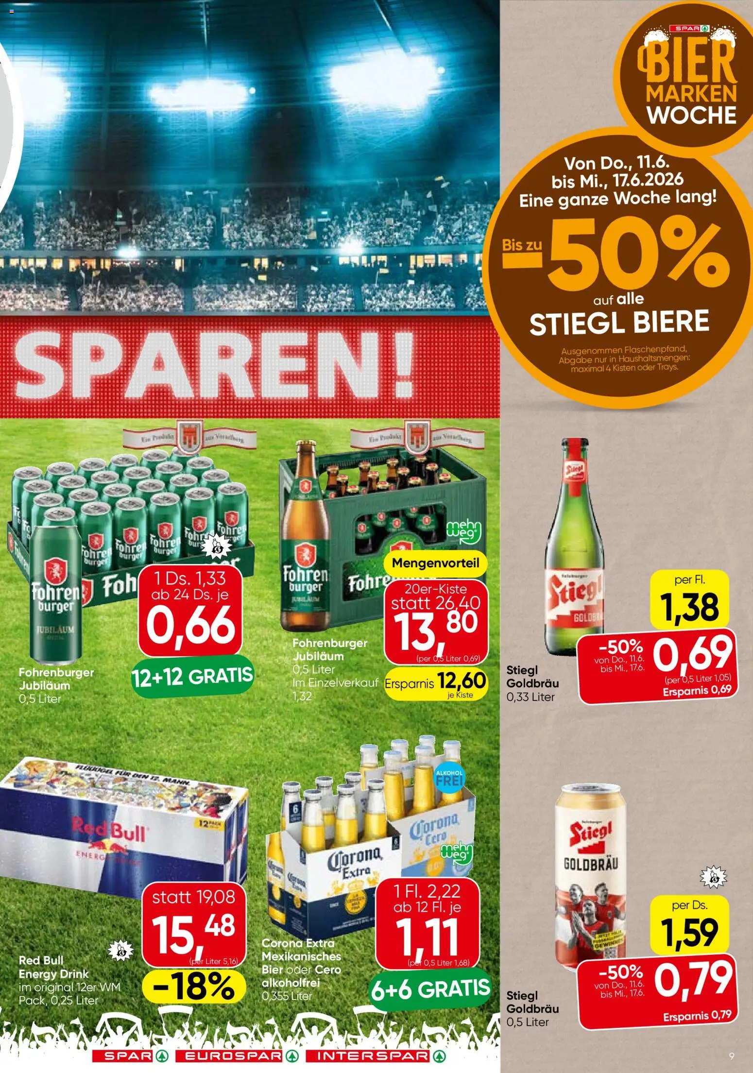 Spar Flugblatt - Vorarlberg gültig ab 11.06.2026 | Seite: 9 | Produkte: Bier