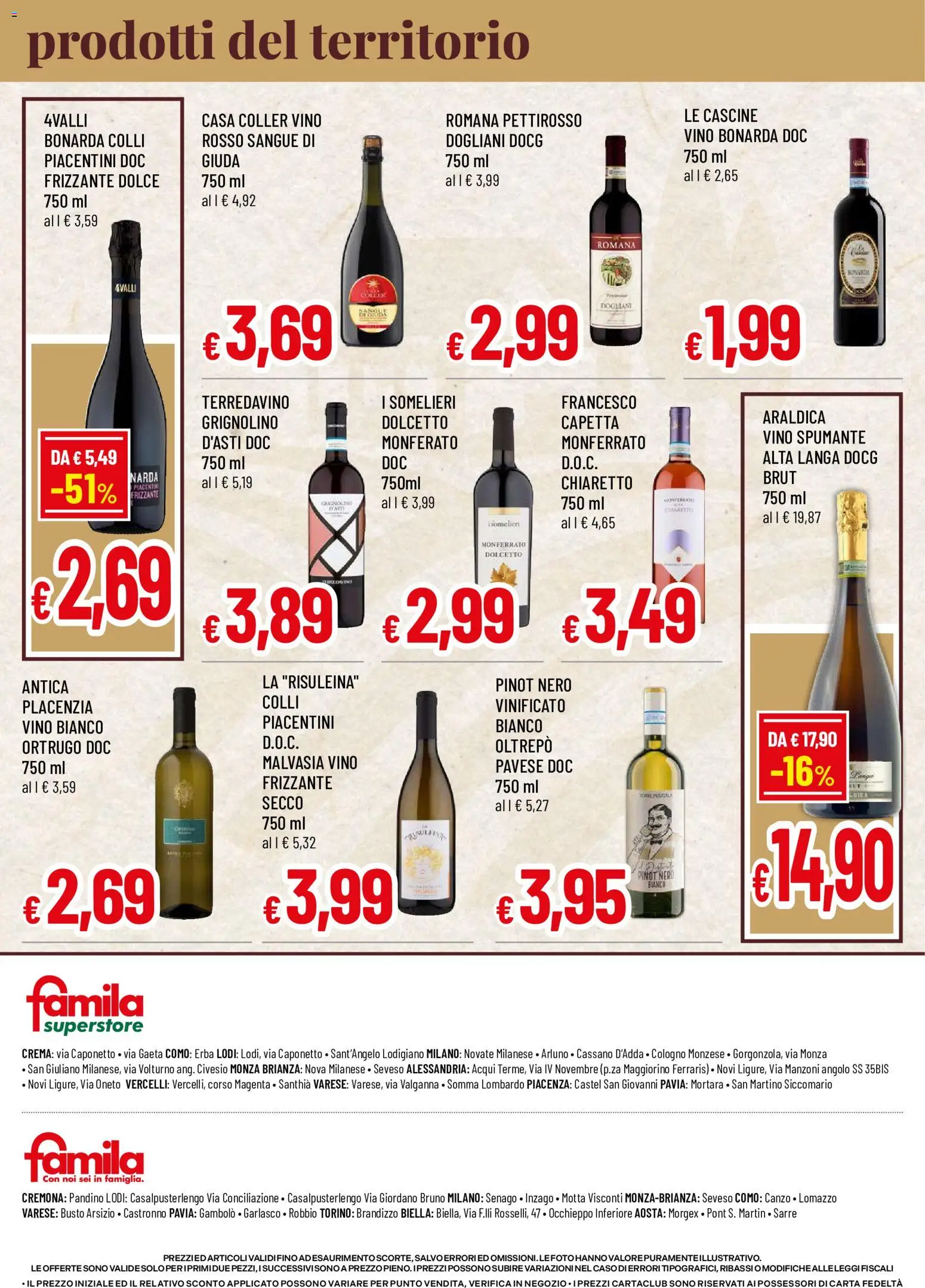 Volantino Famila del 20/08/2026 | Pagina: 4 | Prodotti: Crema, Vino, Spumante, Vino bianco